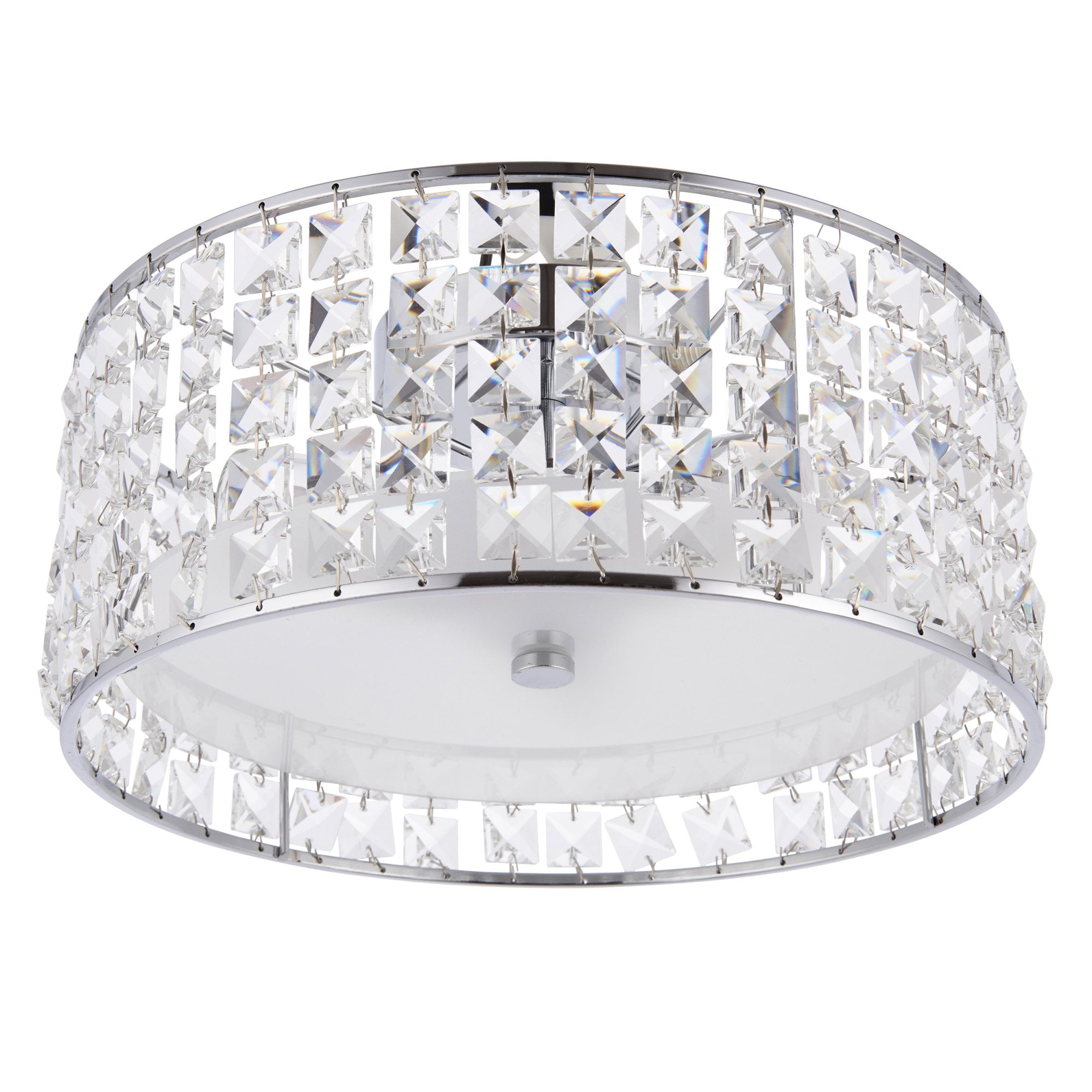 Endon Belfont 3 Light Flush Fitting - Clear Crystal & Chrome Plate