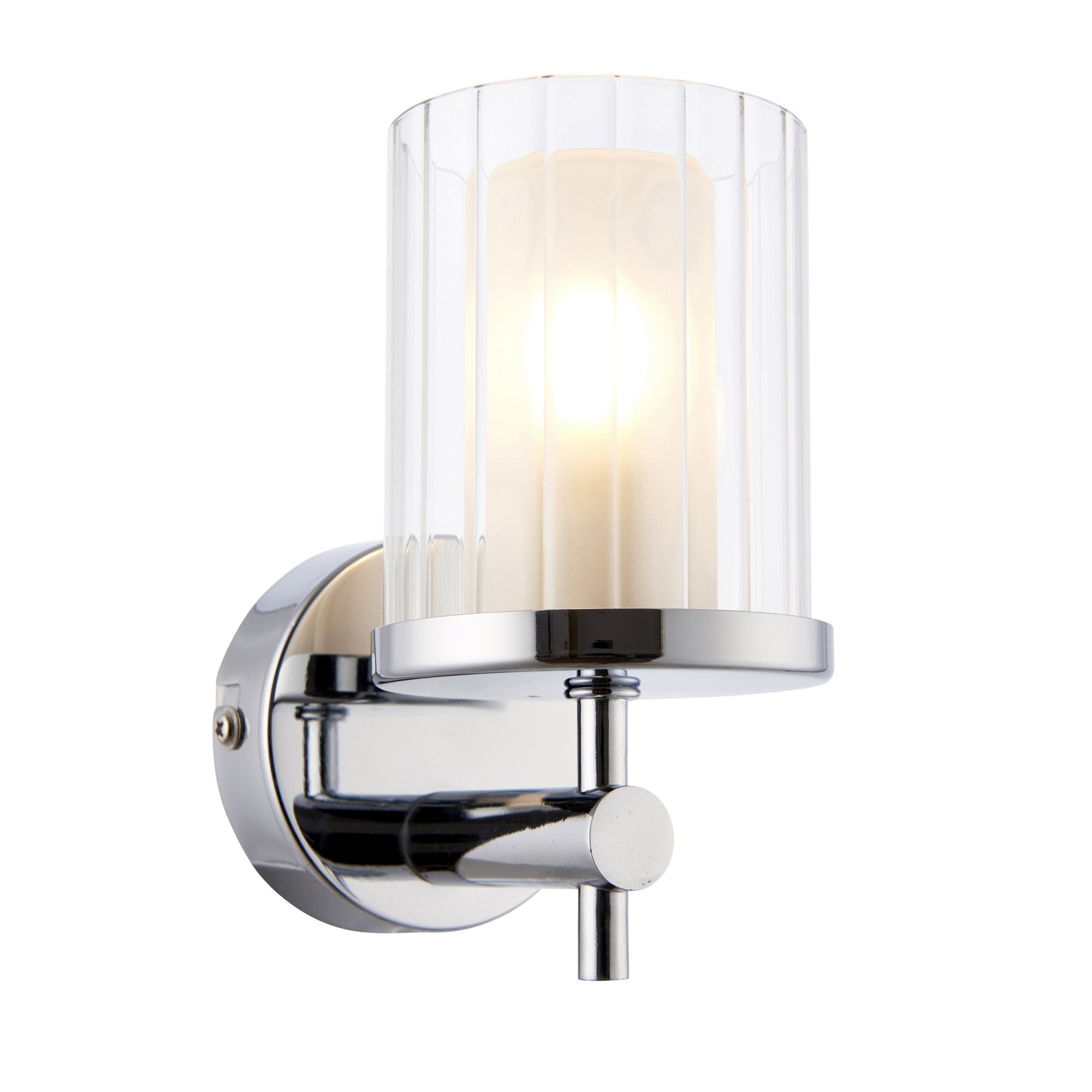 Endon Britton Single Light Wall Light - Chrome Plate & Clear Glass