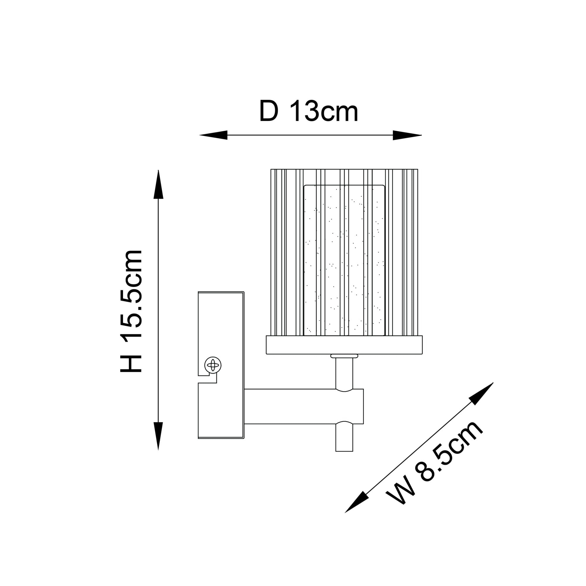 Endon Britton Single Light Wall Light - Chrome Plate & Clear Glass