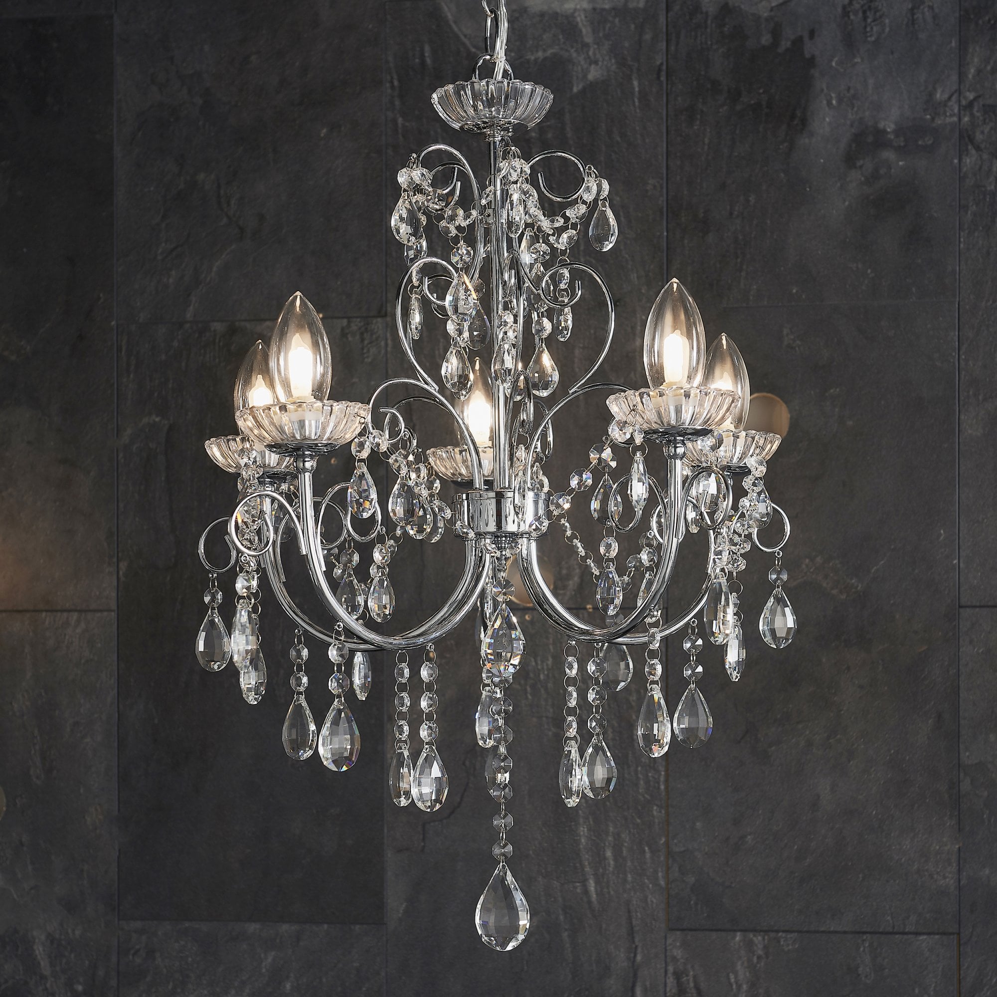 Endon Tabitha 5 Light Pendant - Chrome Plate & Clear Crystal