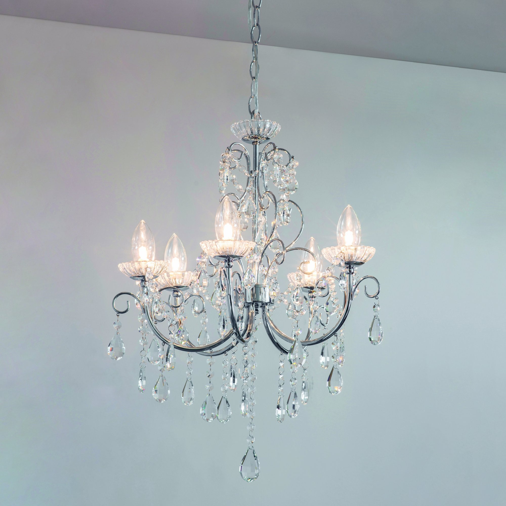 Endon Tabitha 5 Light Pendant - Chrome Plate & Clear Crystal