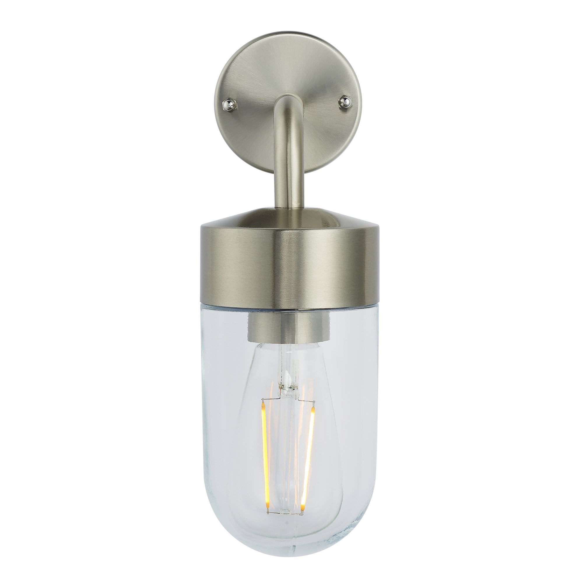 Endon North Single Light Wall Light - Brushed Stainless Steel & Clear Glass