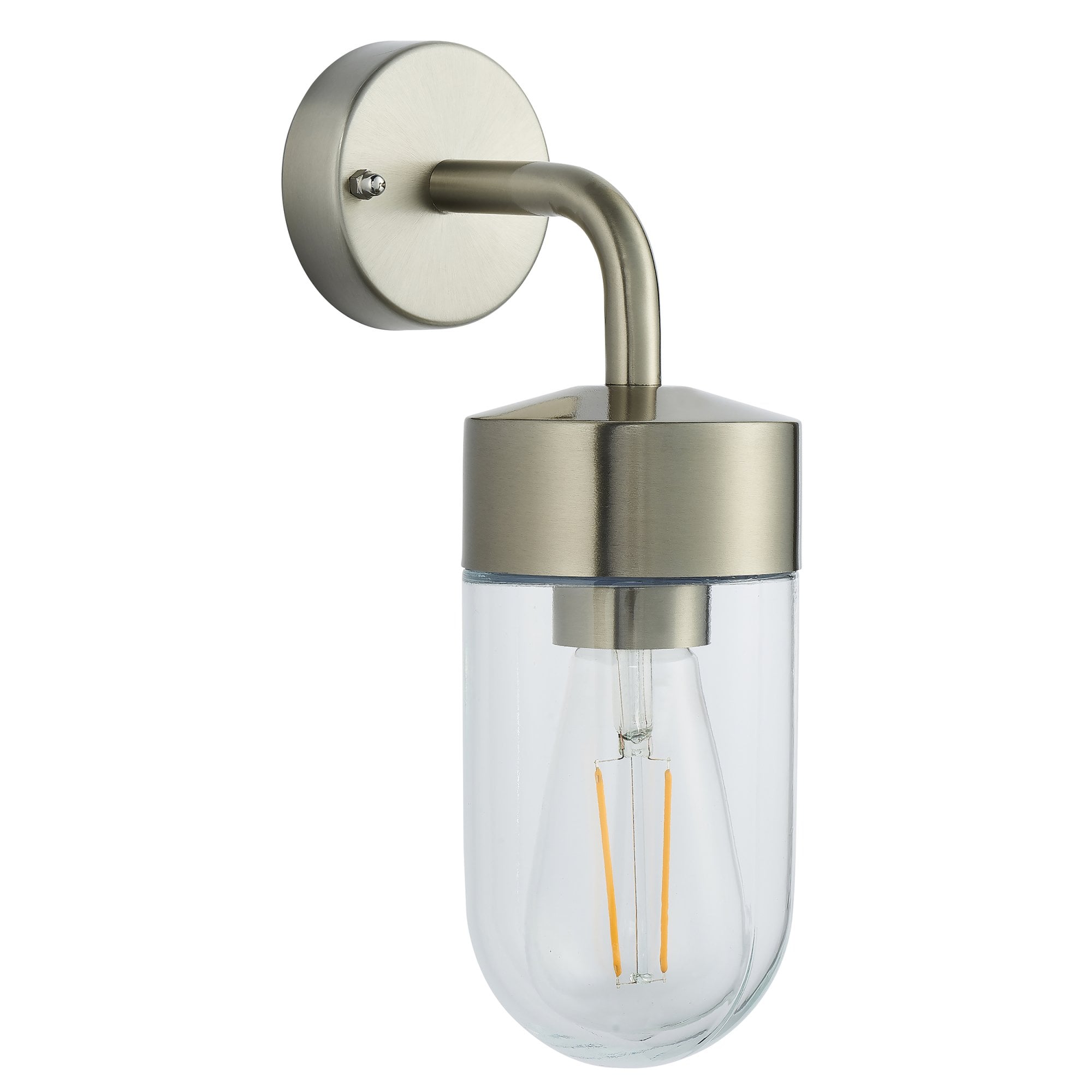 Endon North Single Light Wall Light - Brushed Stainless Steel & Clear Glass