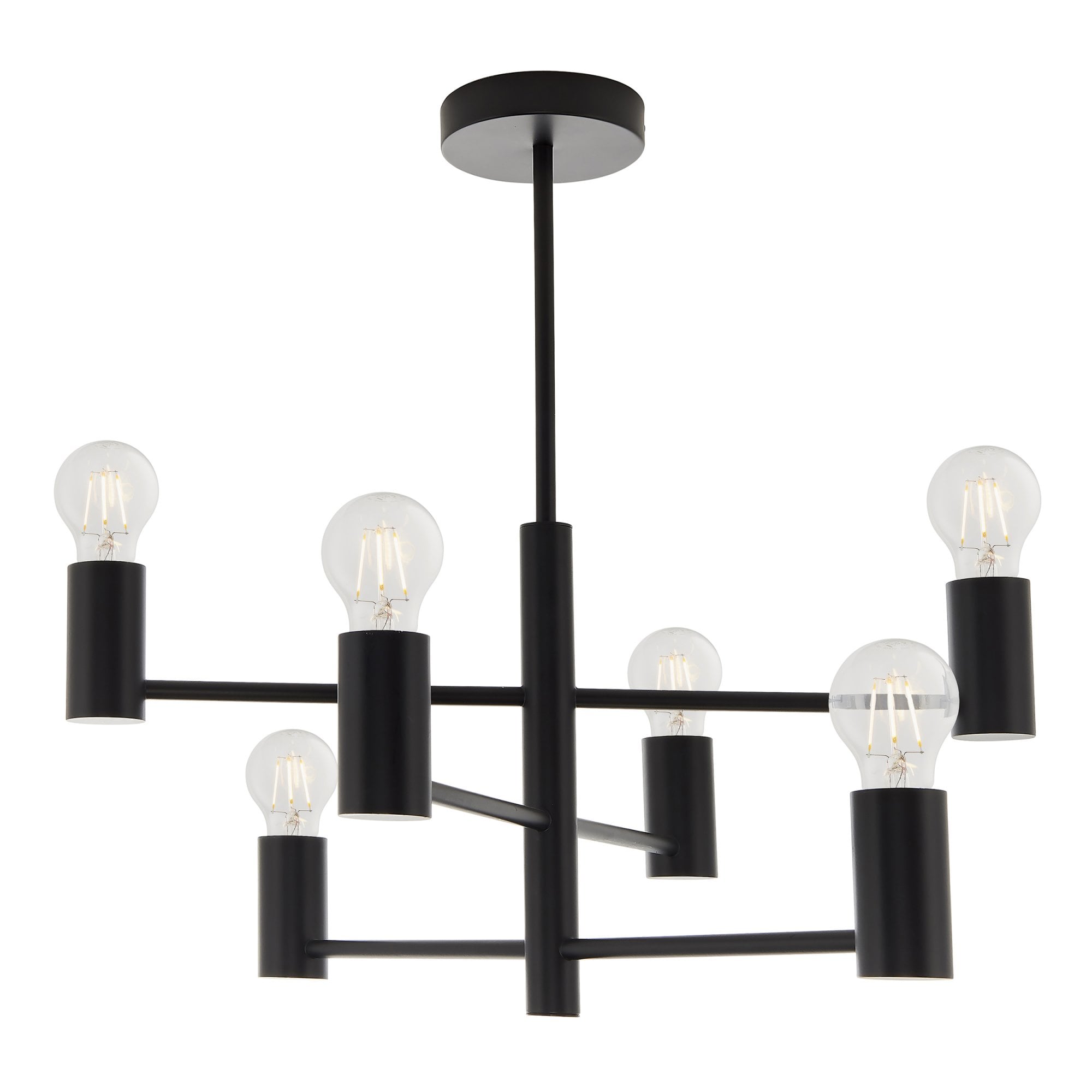 Endon Studio 6 Light Semi Flush Fitting - Matt Black