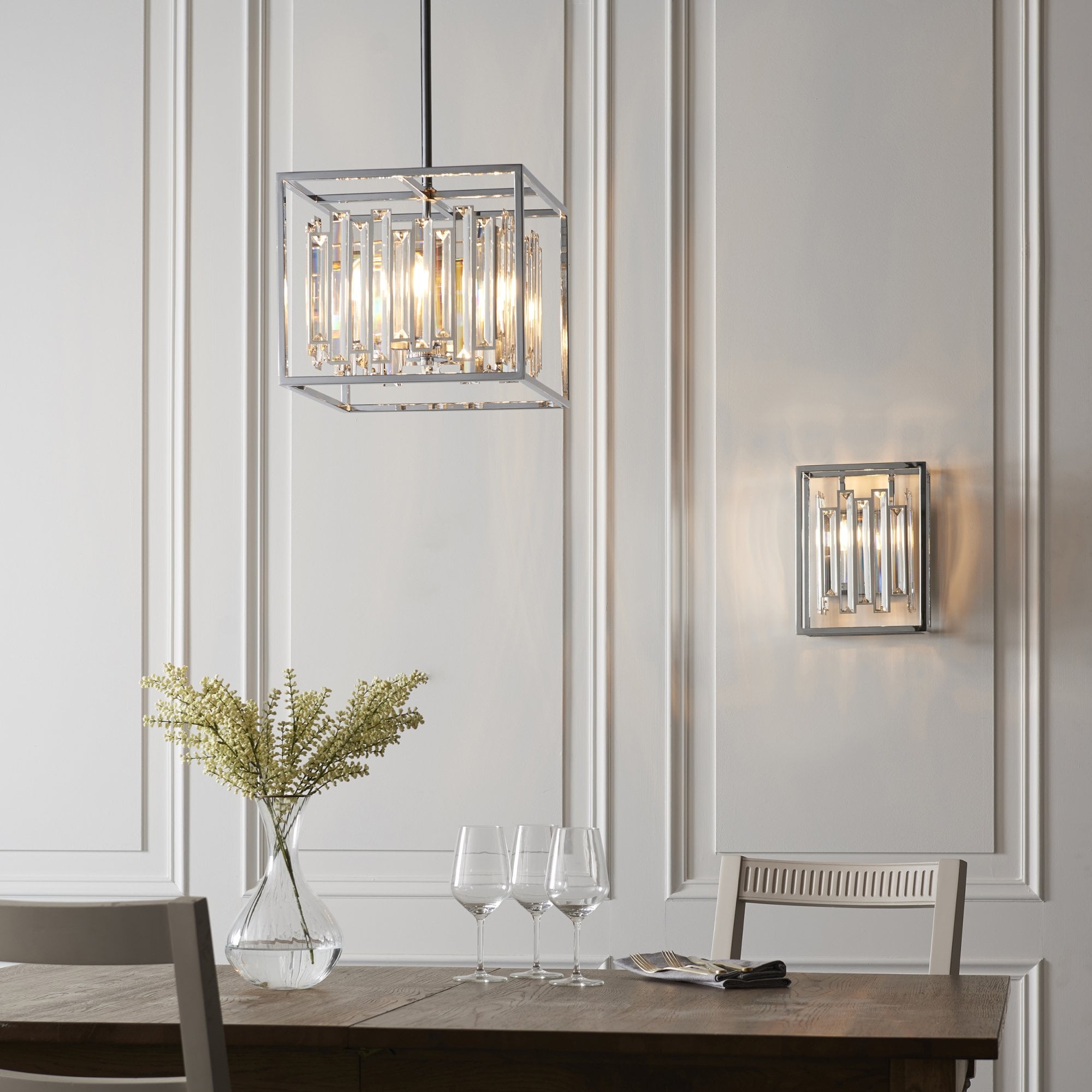 Endon Acadia 4 Light Pendant - Clear Crystal & Chrome Plate