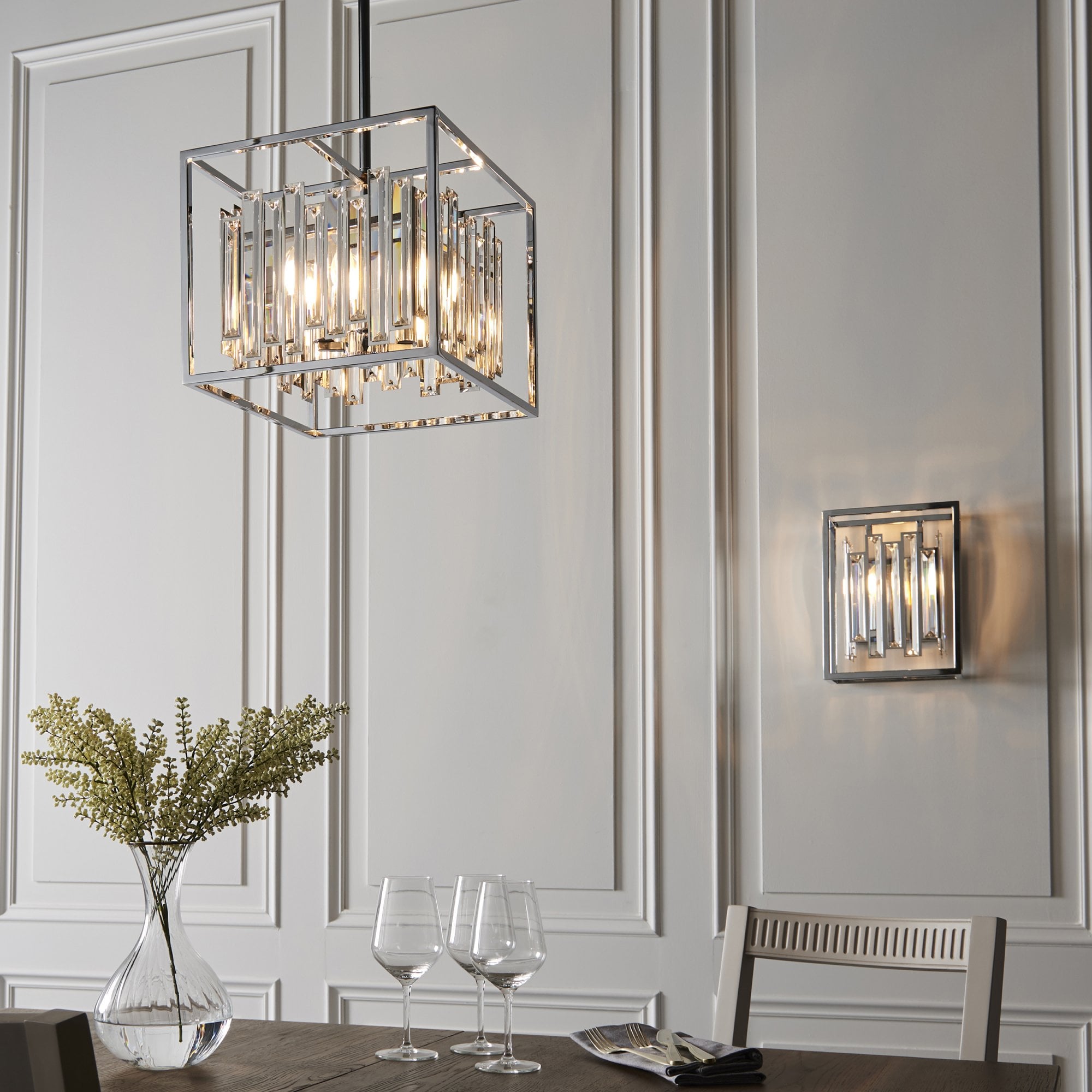 Endon Acadia 4 Light Pendant - Clear Crystal & Chrome Plate