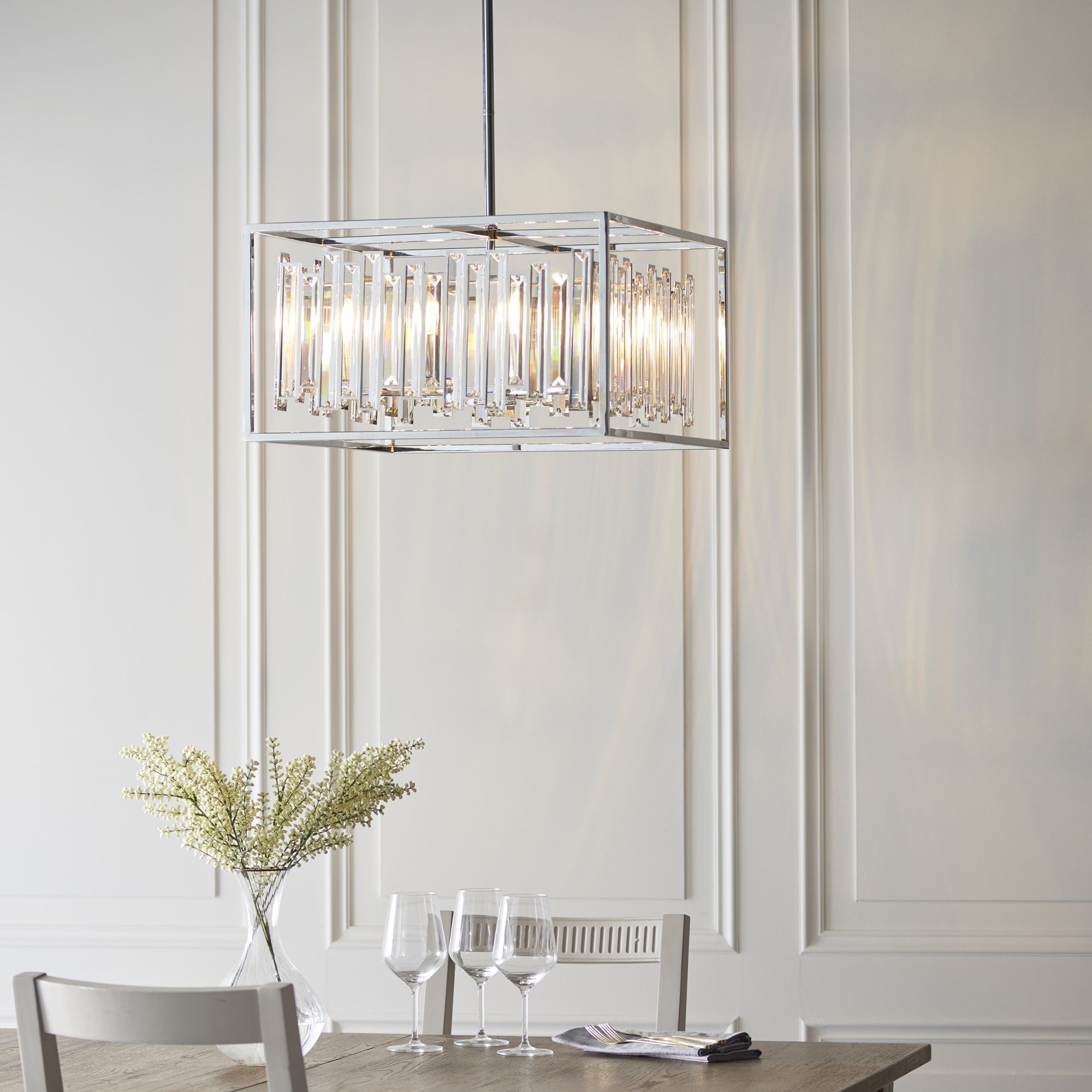 Endon Acadia 6 Light Pendant - Clear Crystal & Chrome Plate