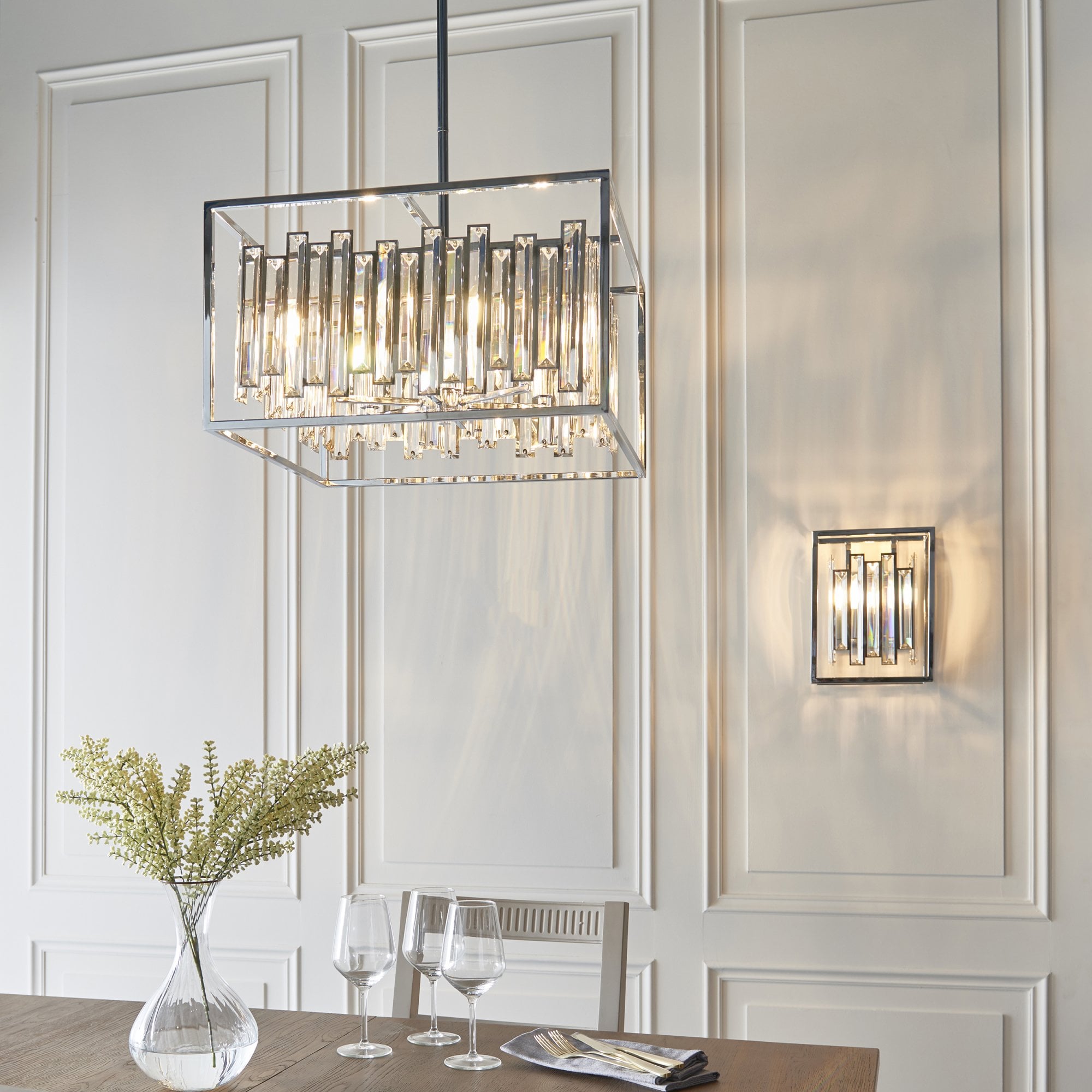 Endon Acadia 6 Light Pendant - Clear Crystal & Chrome Plate