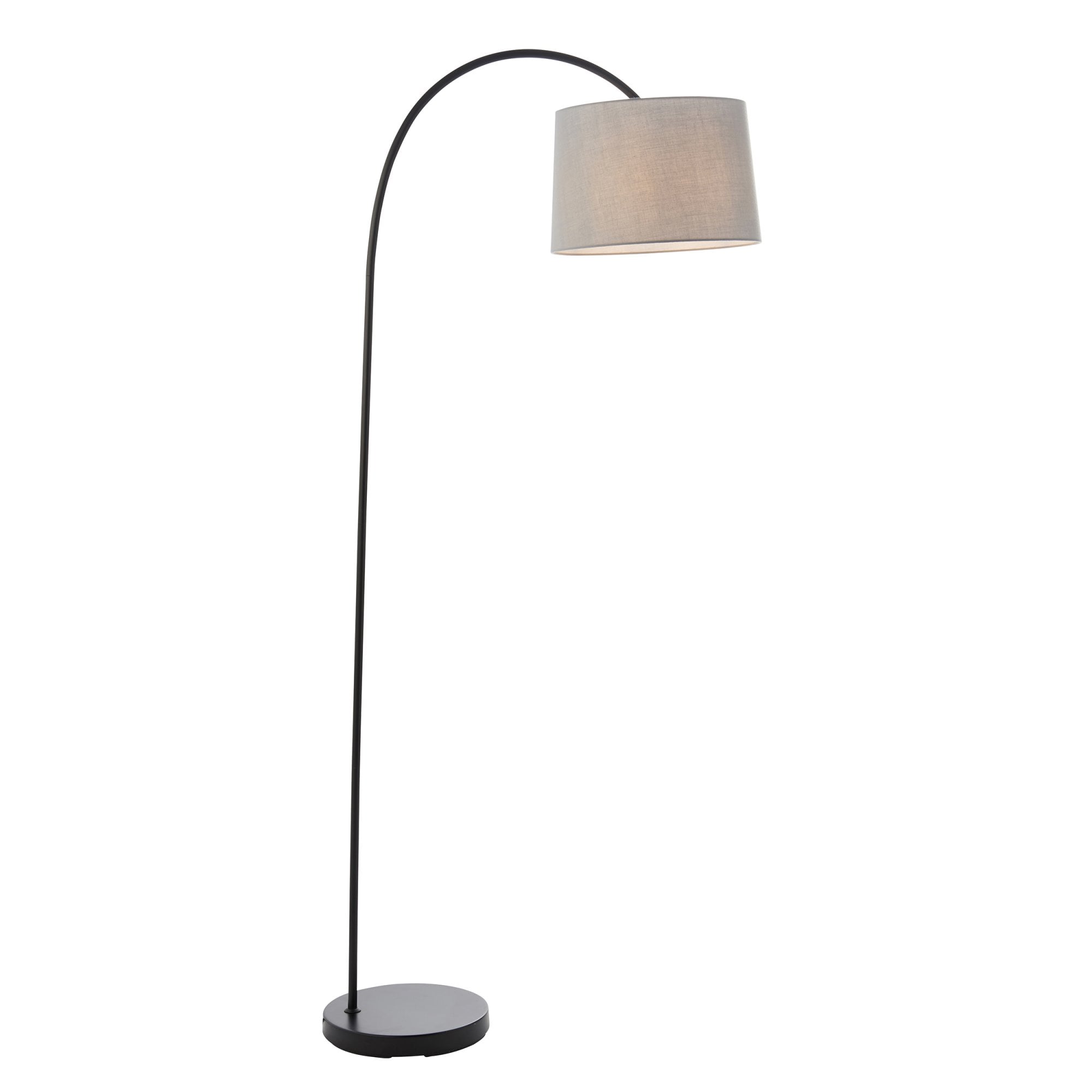 Endon Carlson Single Light Floor Lamp - Matt Black & Light Grey & Silver Fabric