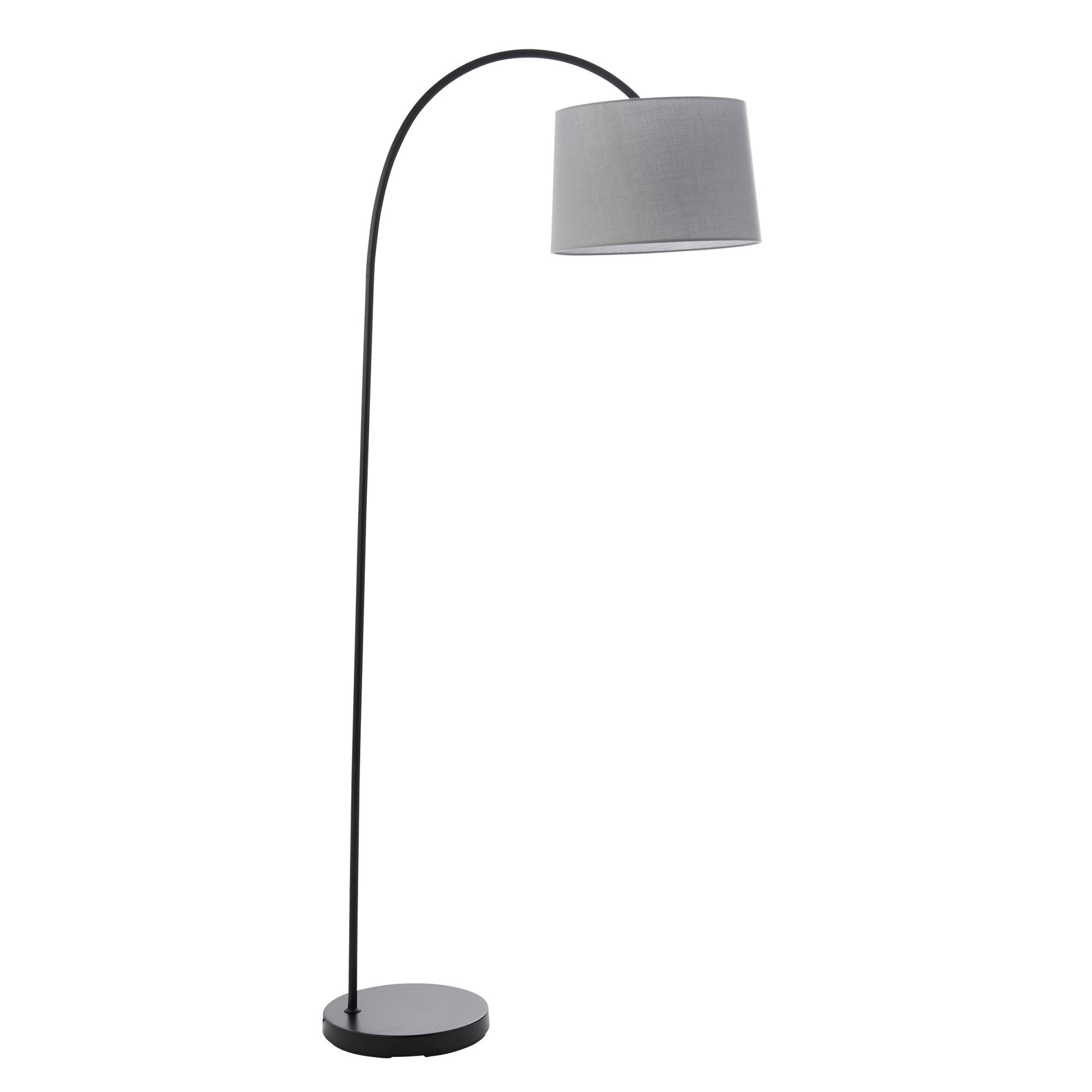 Endon Carlson Single Light Floor Lamp - Matt Black & Light Grey & Silver Fabric
