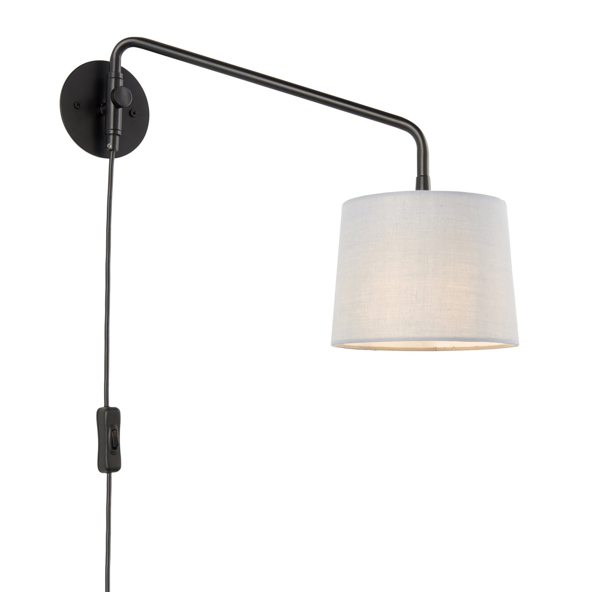 Endon Carlson Single Light Wall Light Small - Matt Black & Light Grey & Silver Fabric