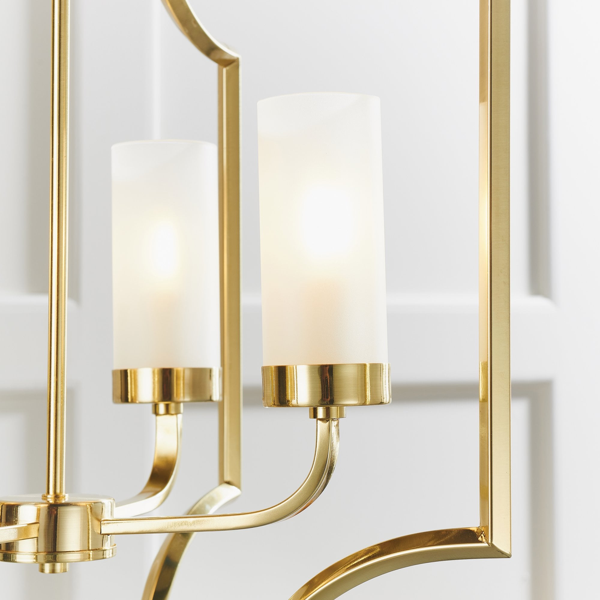 Endon Edrea 4 Light Pendant - Satin Brass Plate & Frosted Glass