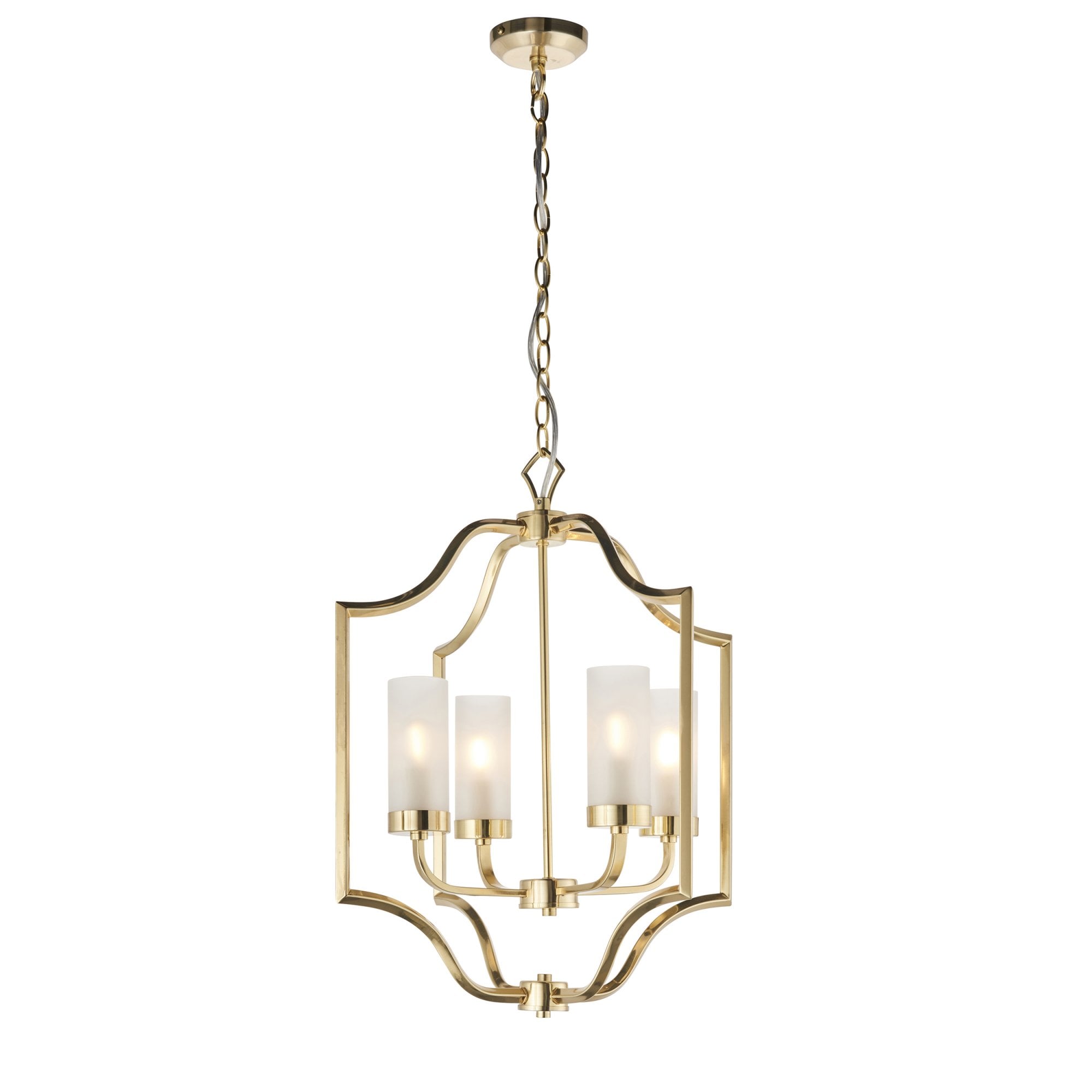 Endon Edrea 4 Light Pendant - Satin Brass Plate & Frosted Glass