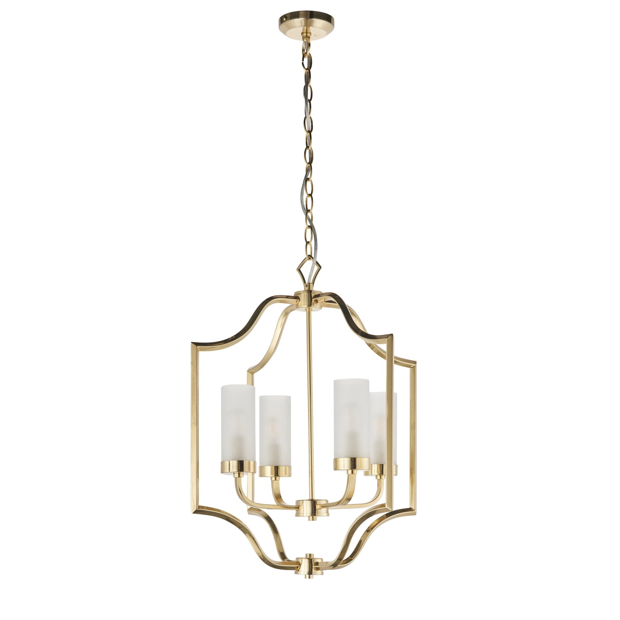 Endon Edrea 4 Light Pendant - Satin Brass Plate & Frosted Glass
