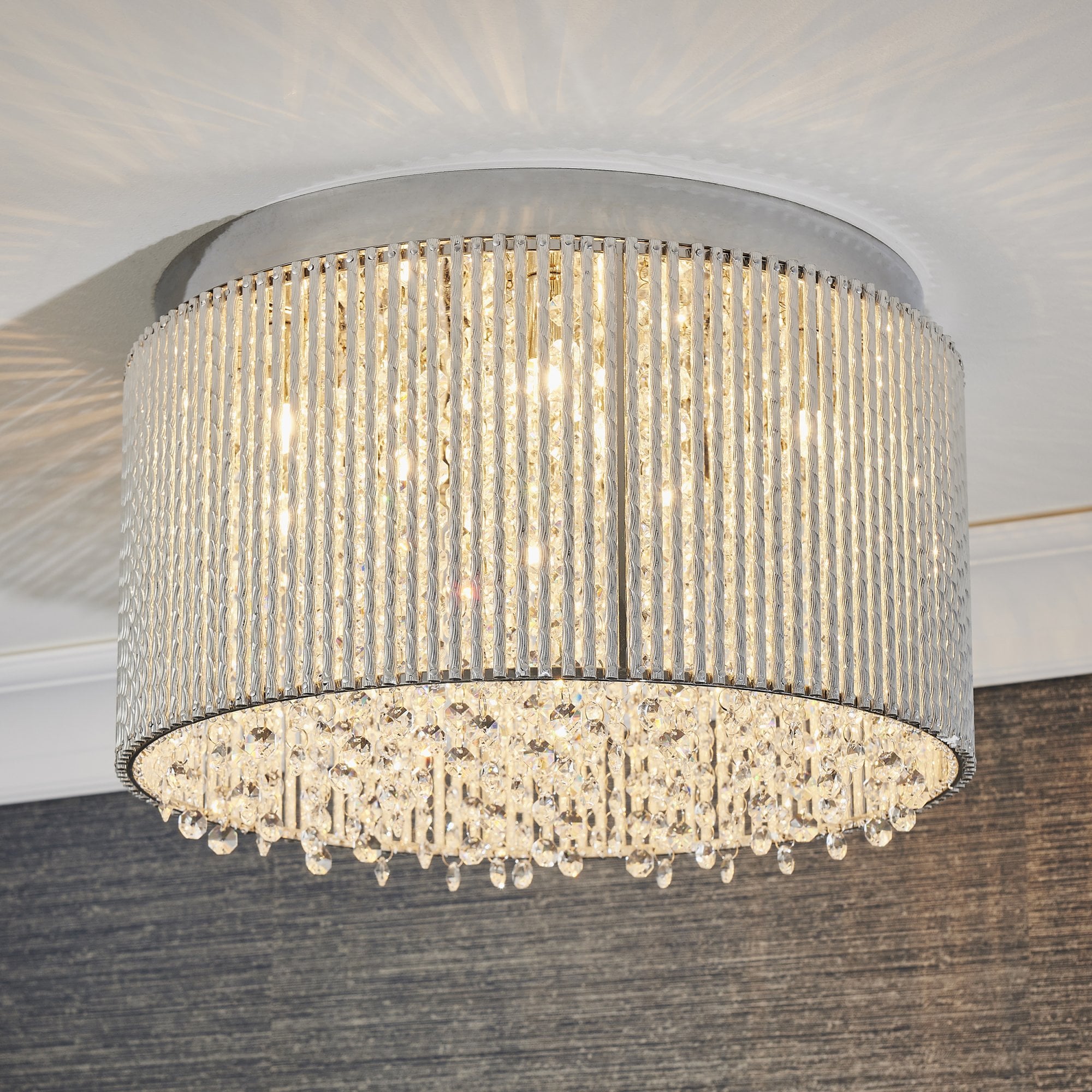 Endon Galina 10 Light Flush Fitting - Chrome Plate & Clear Crystal