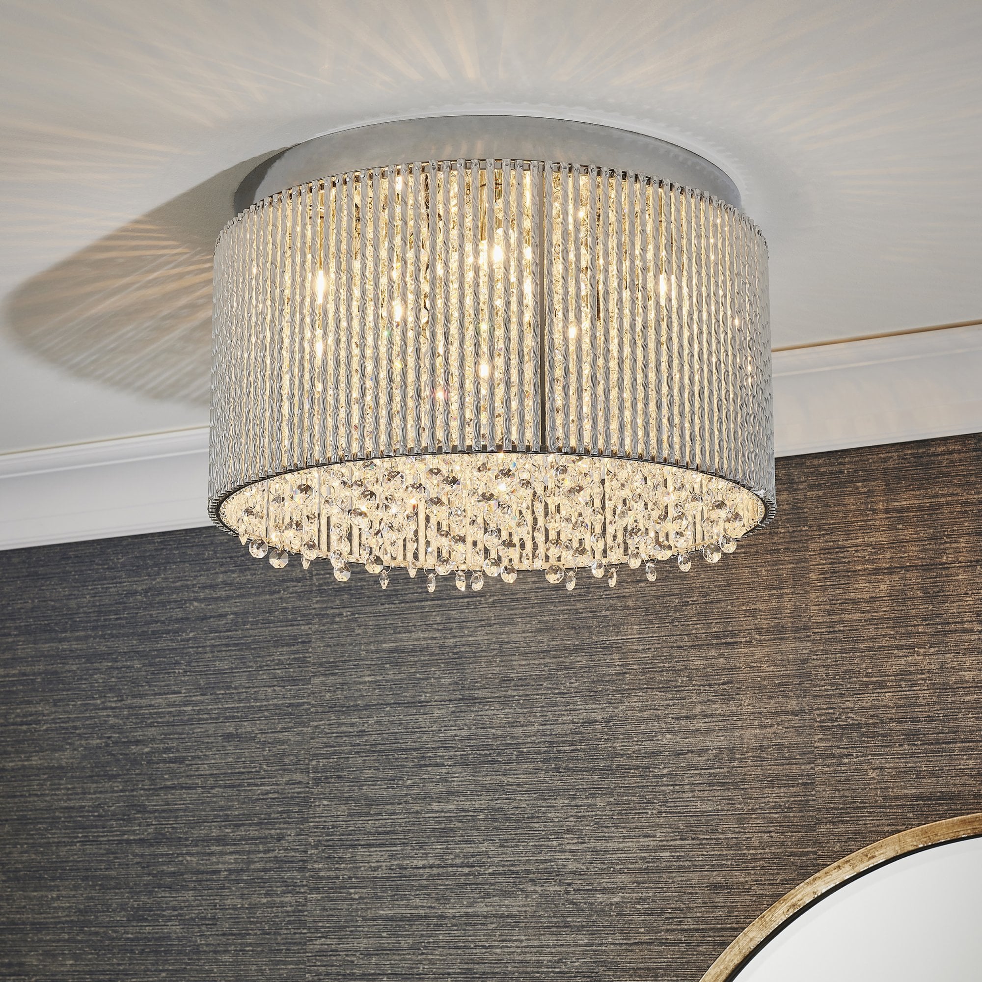 Endon Galina 10 Light Flush Fitting - Chrome Plate & Clear Crystal