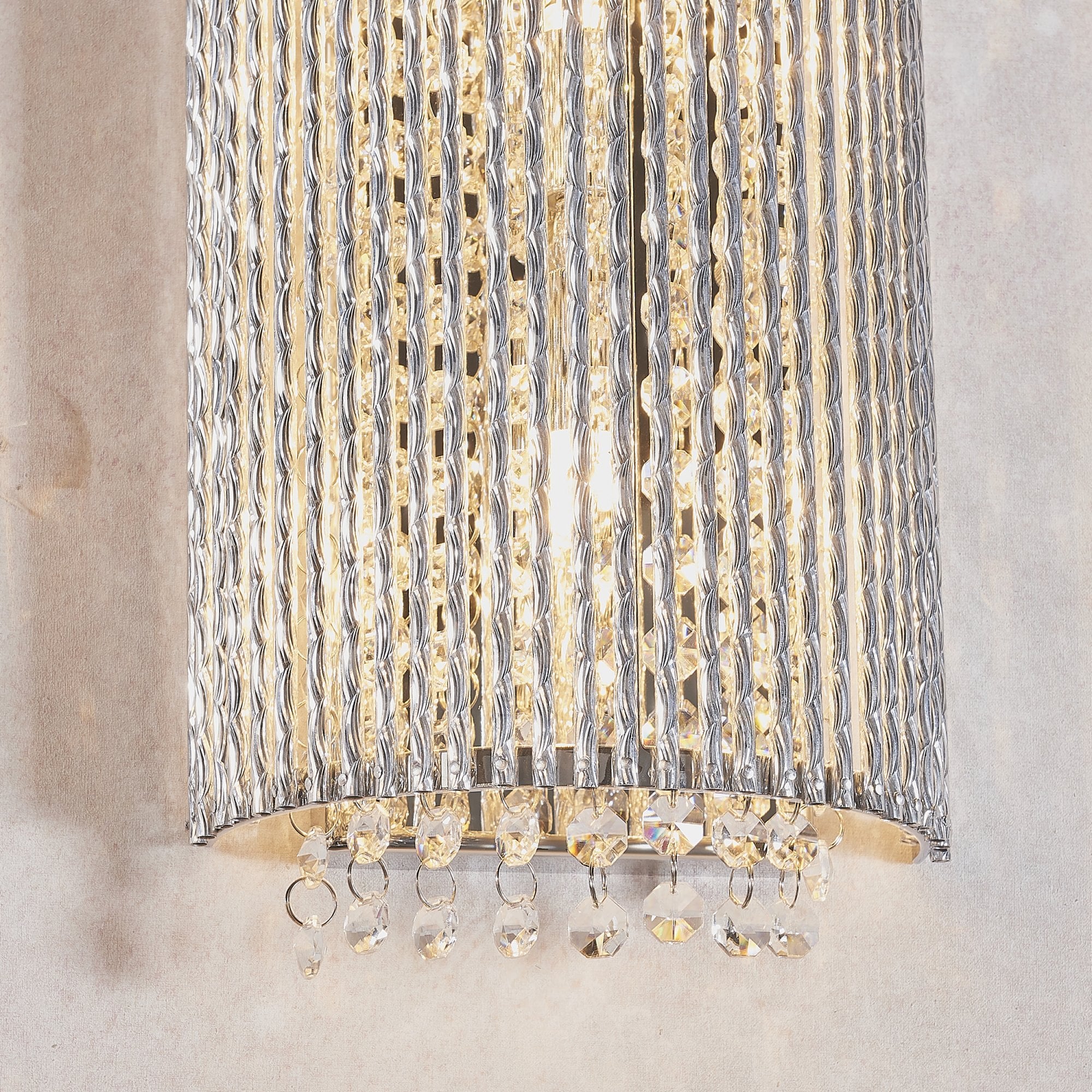 Endon Galina 2 Light Wall Light - Chrome Plate & Clear Crystal
