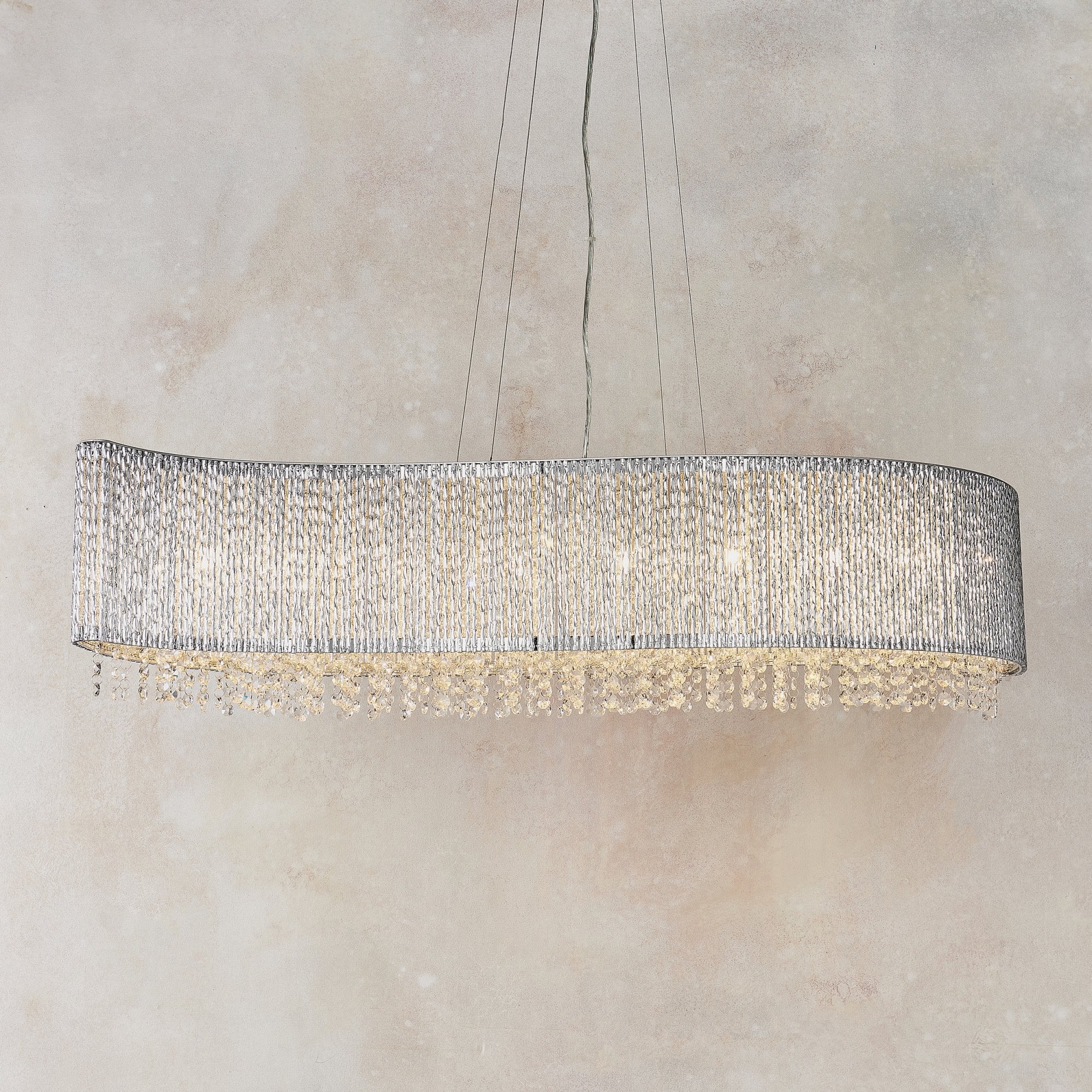 Endon Galina Linear 8 Light Pendant - Chrome Plate & Clear Crystal