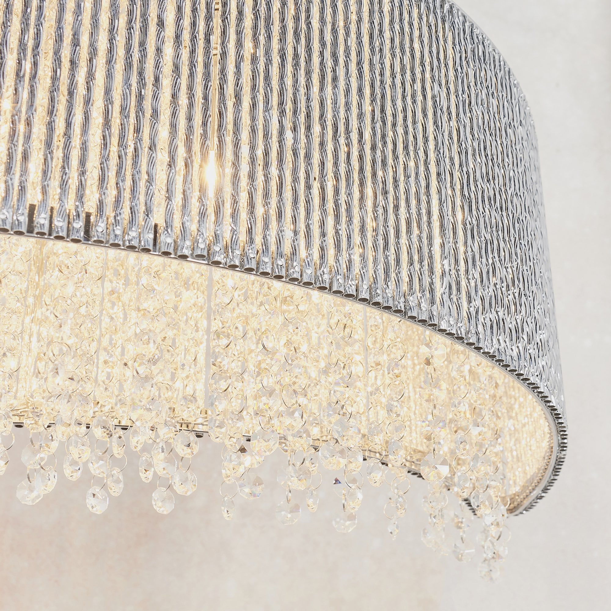 Endon Galina Linear 8 Light Pendant - Chrome Plate & Clear Crystal