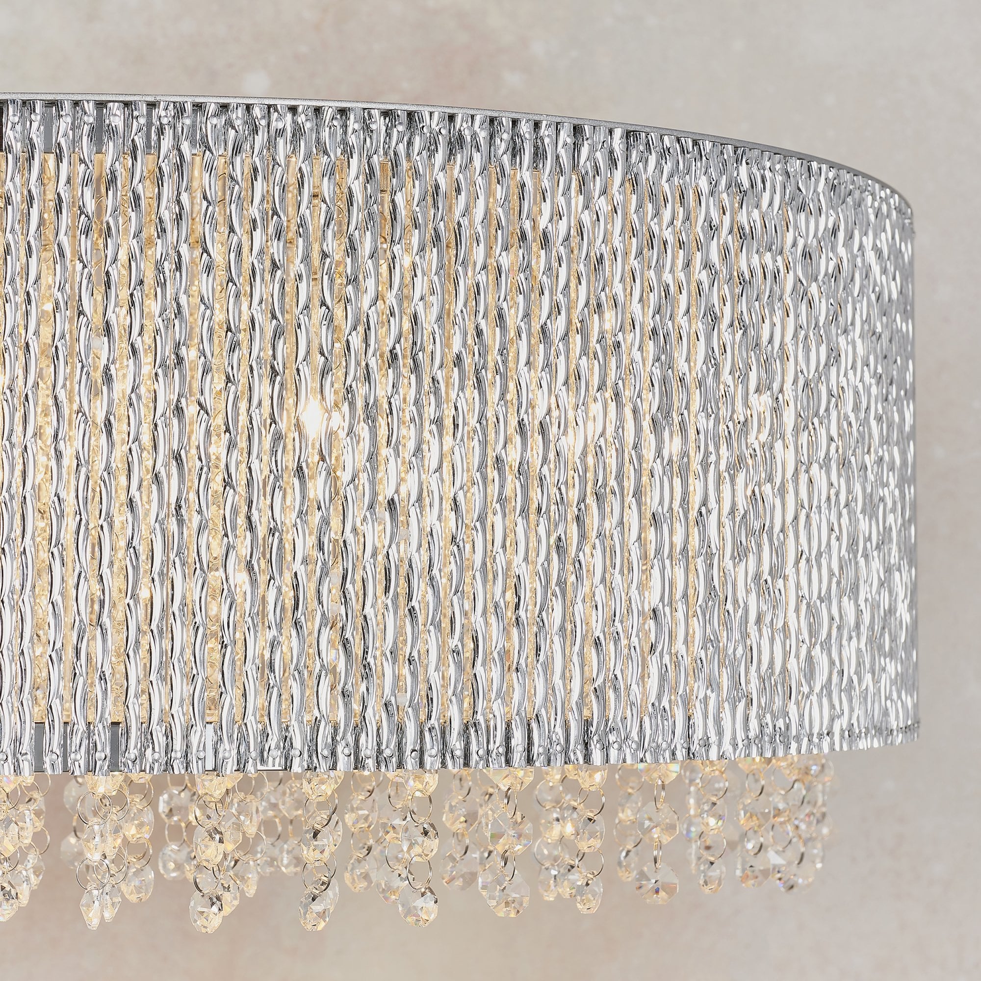 Endon Galina Linear 8 Light Pendant - Chrome Plate & Clear Crystal