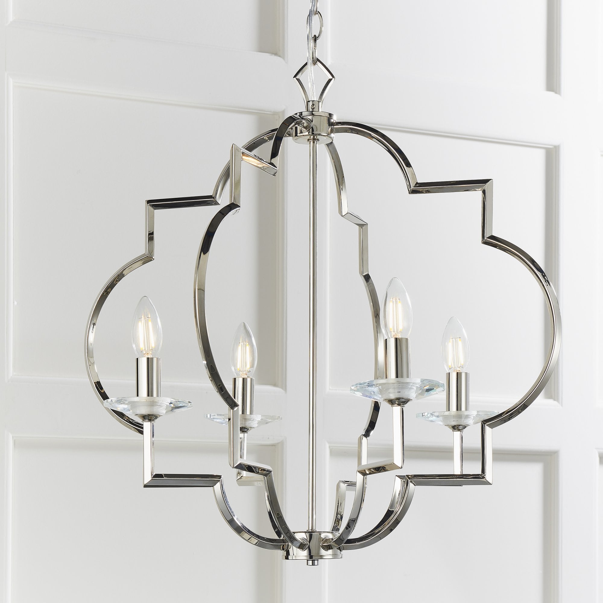 Endon Garland 4 Light Pendant - Polished Nickel Plate & Clear Crystal