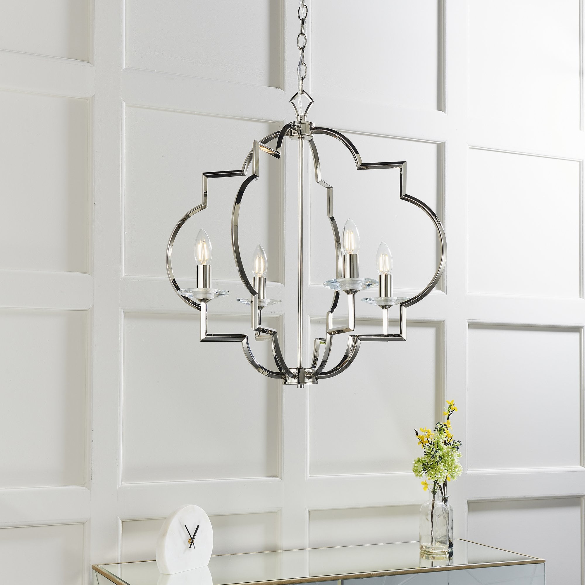 Endon Garland 4 Light Pendant - Polished Nickel Plate & Clear Crystal