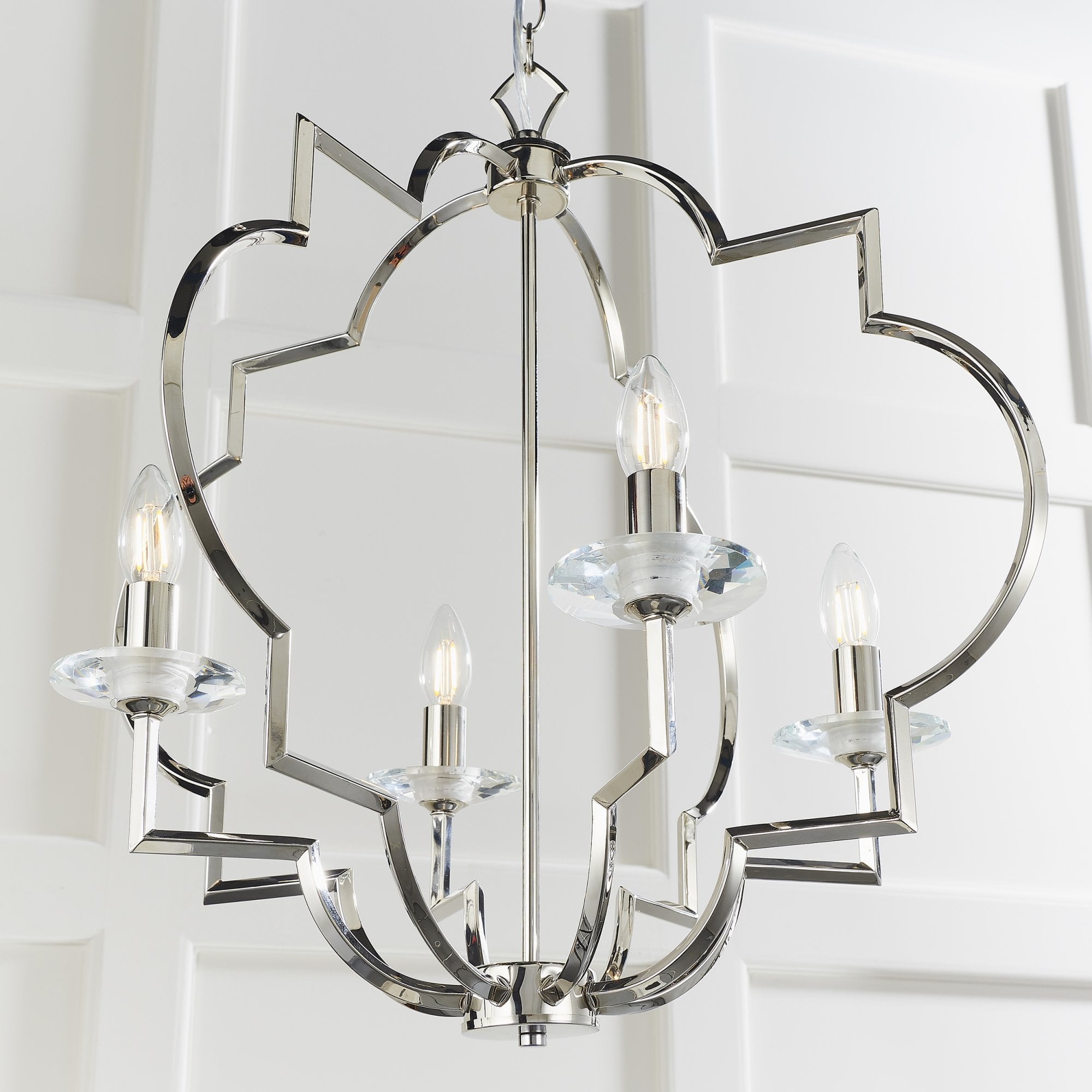 Endon Garland 4 Light Pendant - Polished Nickel Plate & Clear Crystal