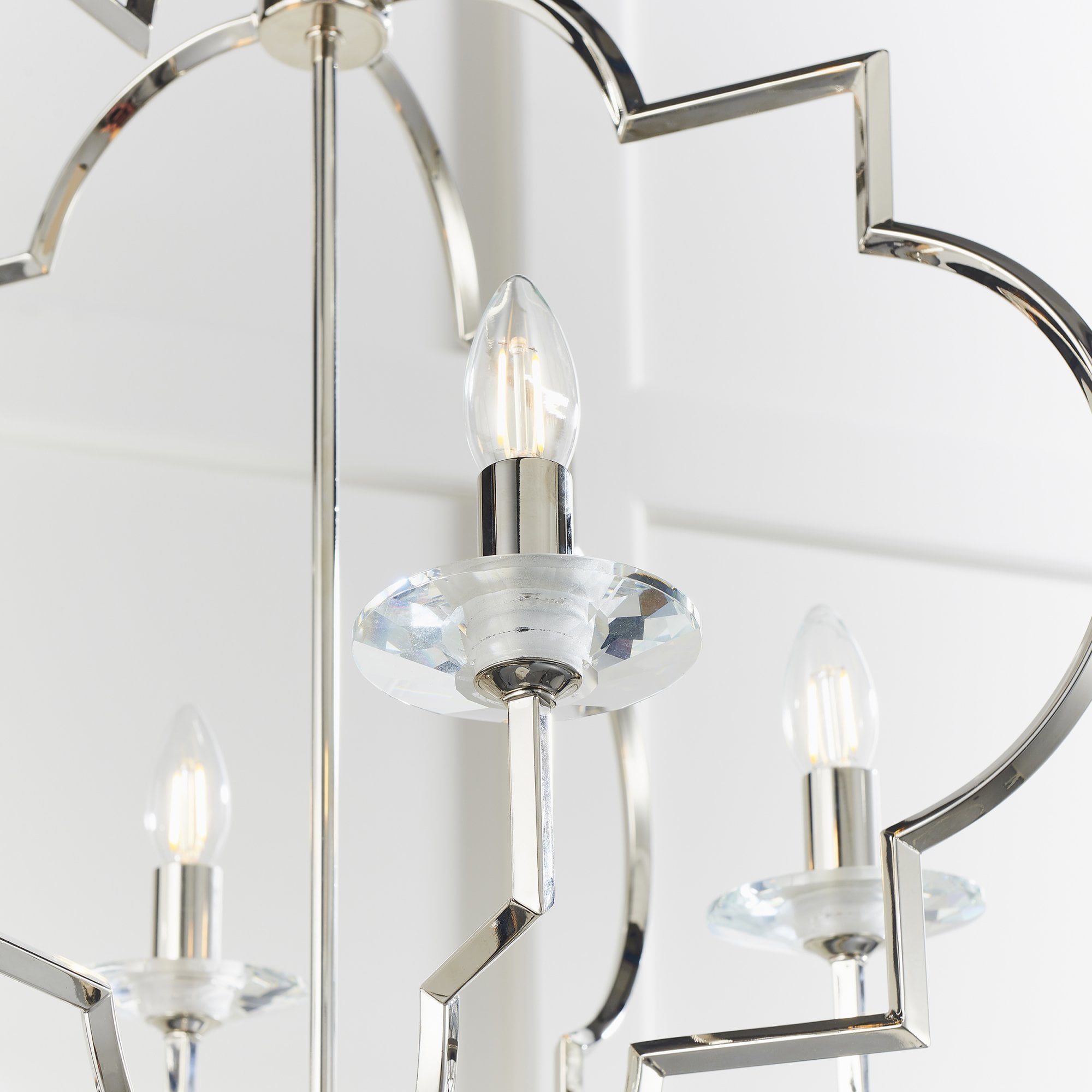 Endon Garland 4 Light Pendant - Polished Nickel Plate & Clear Crystal