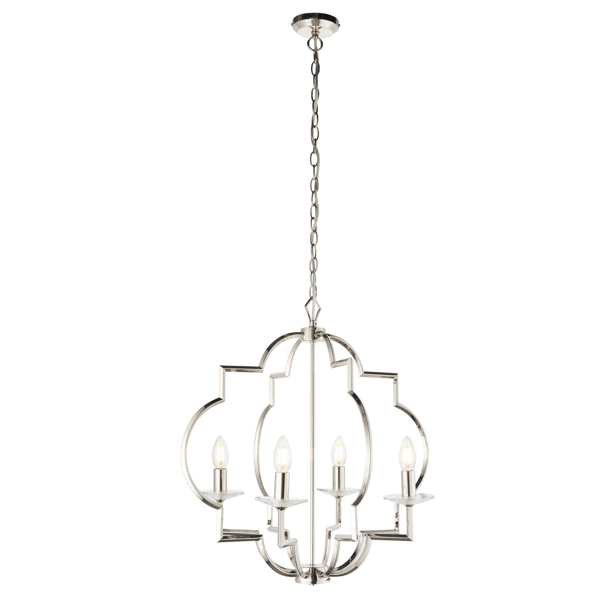 Endon Garland 4 Light Pendant - Polished Nickel Plate & Clear Crystal