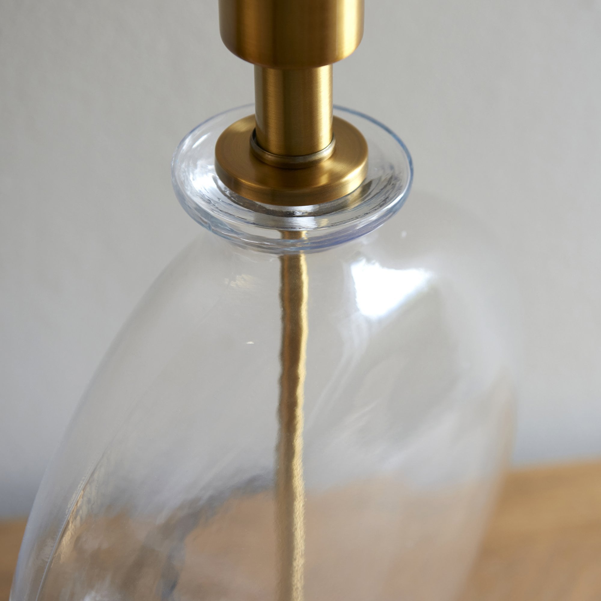 Endon Gideon Single Light Table Lamp - Clear Glass & Antique Brass Plate