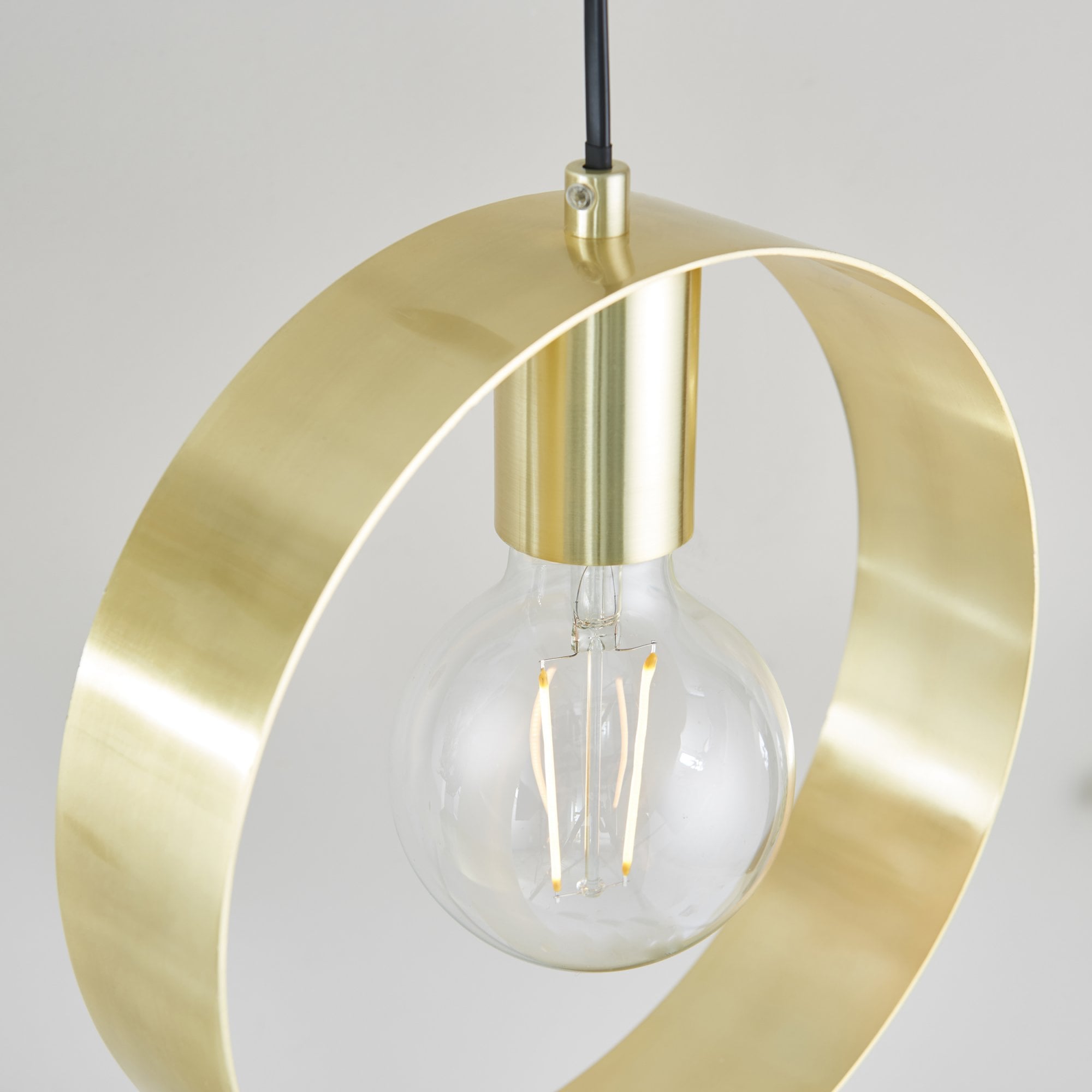 Endon Hoop Single Light Pendant - Satin Brass Plate