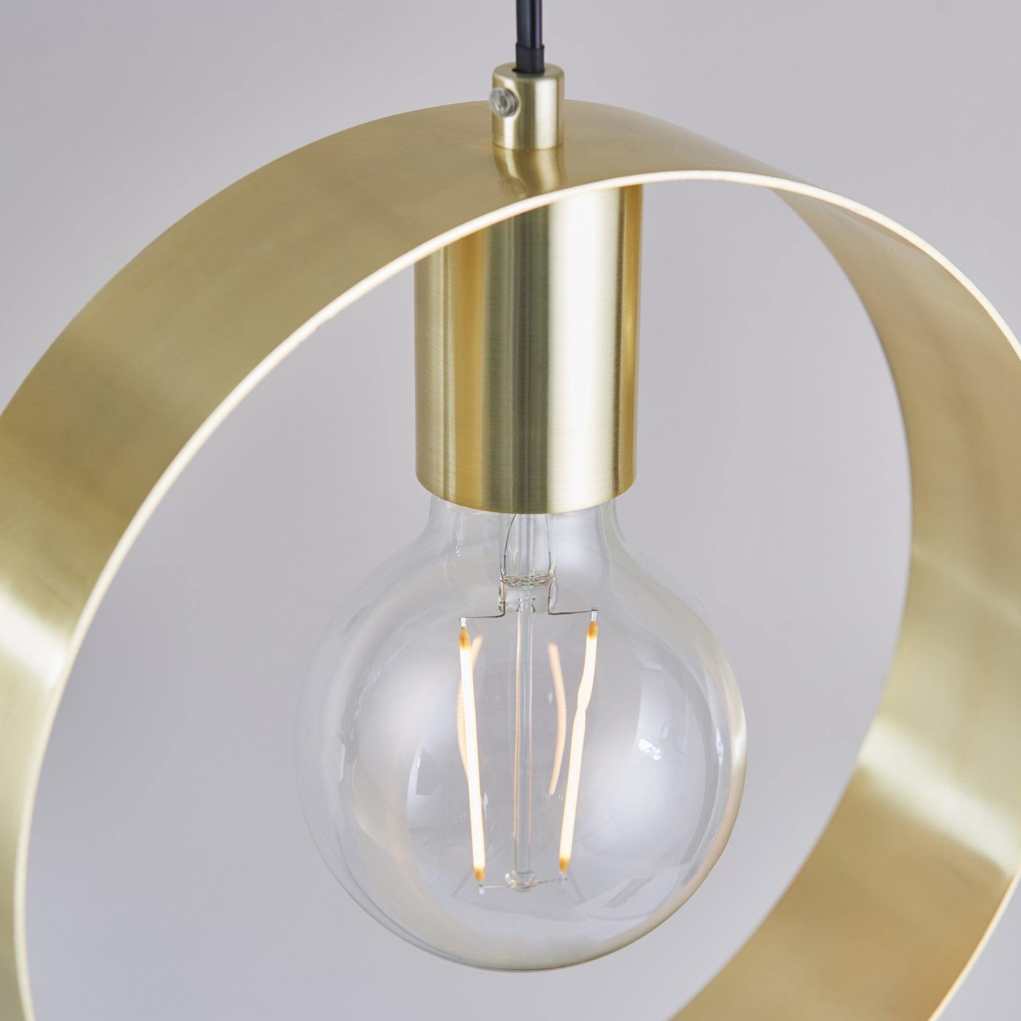 Endon Hoop Single Light Pendant - Satin Brass Plate