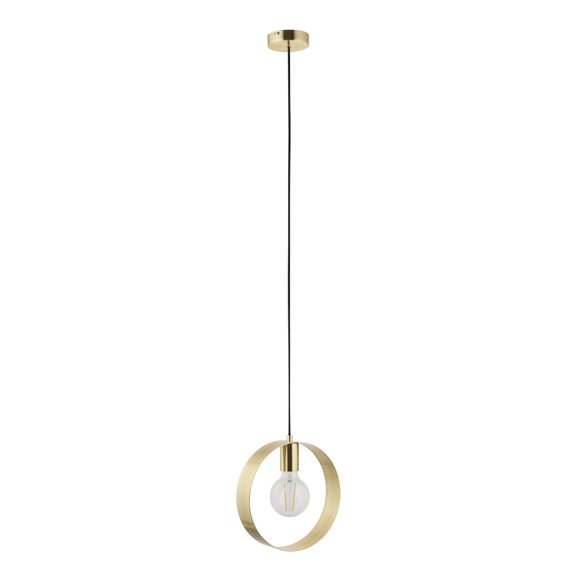 Endon Hoop Single Light Pendant - Satin Brass Plate