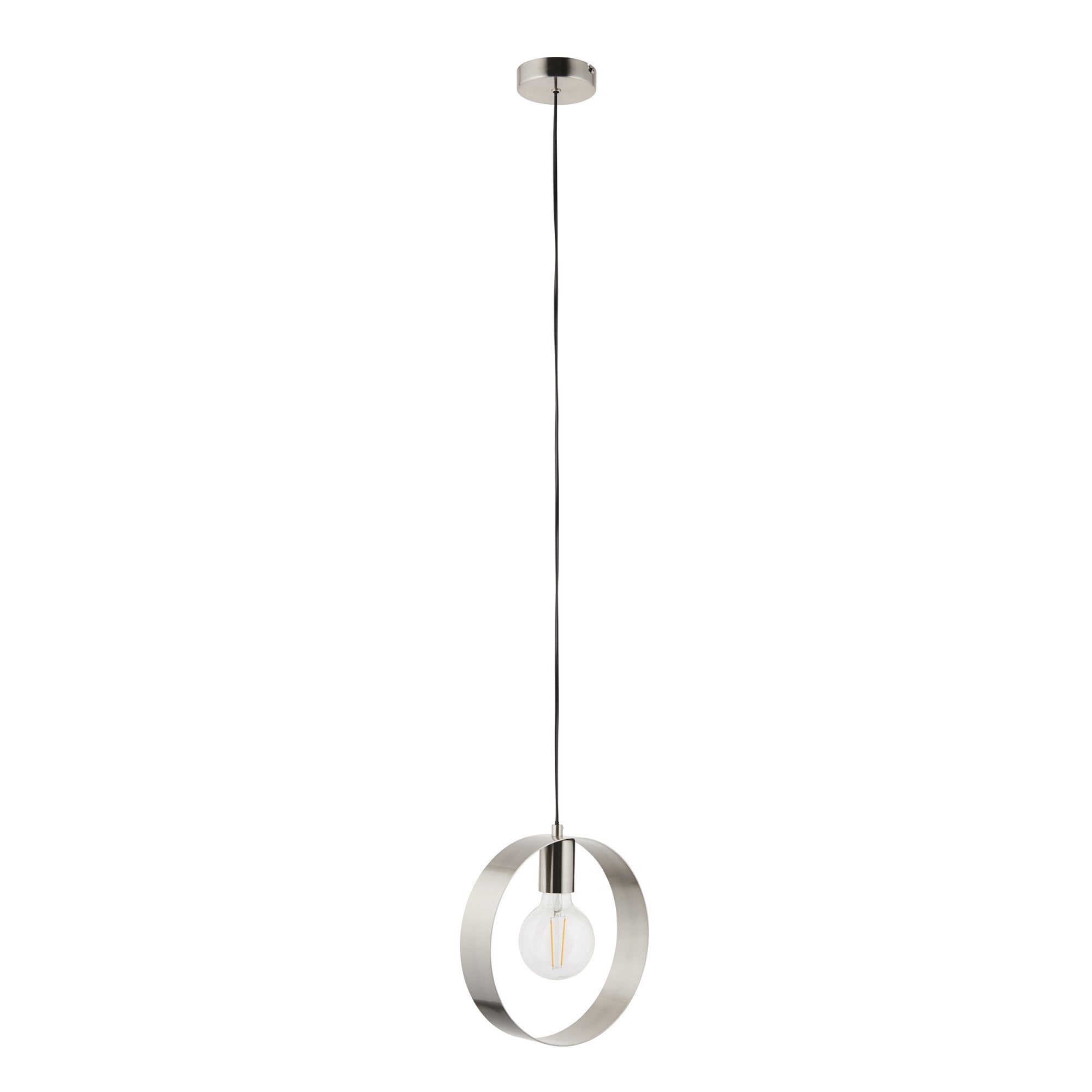 Endon Hoop Single Light Pendant - Brushed Nickel Plate