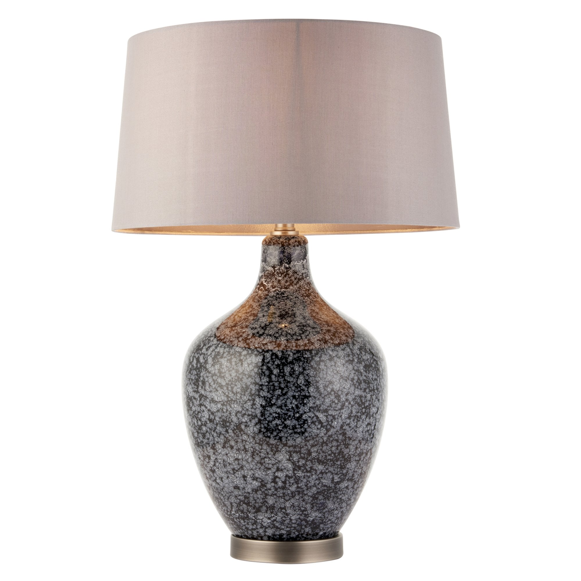 Endon Ilsa Single Light Table Lamp - Grey & Silver Black Painted Glass & Matt Nickel Plate
