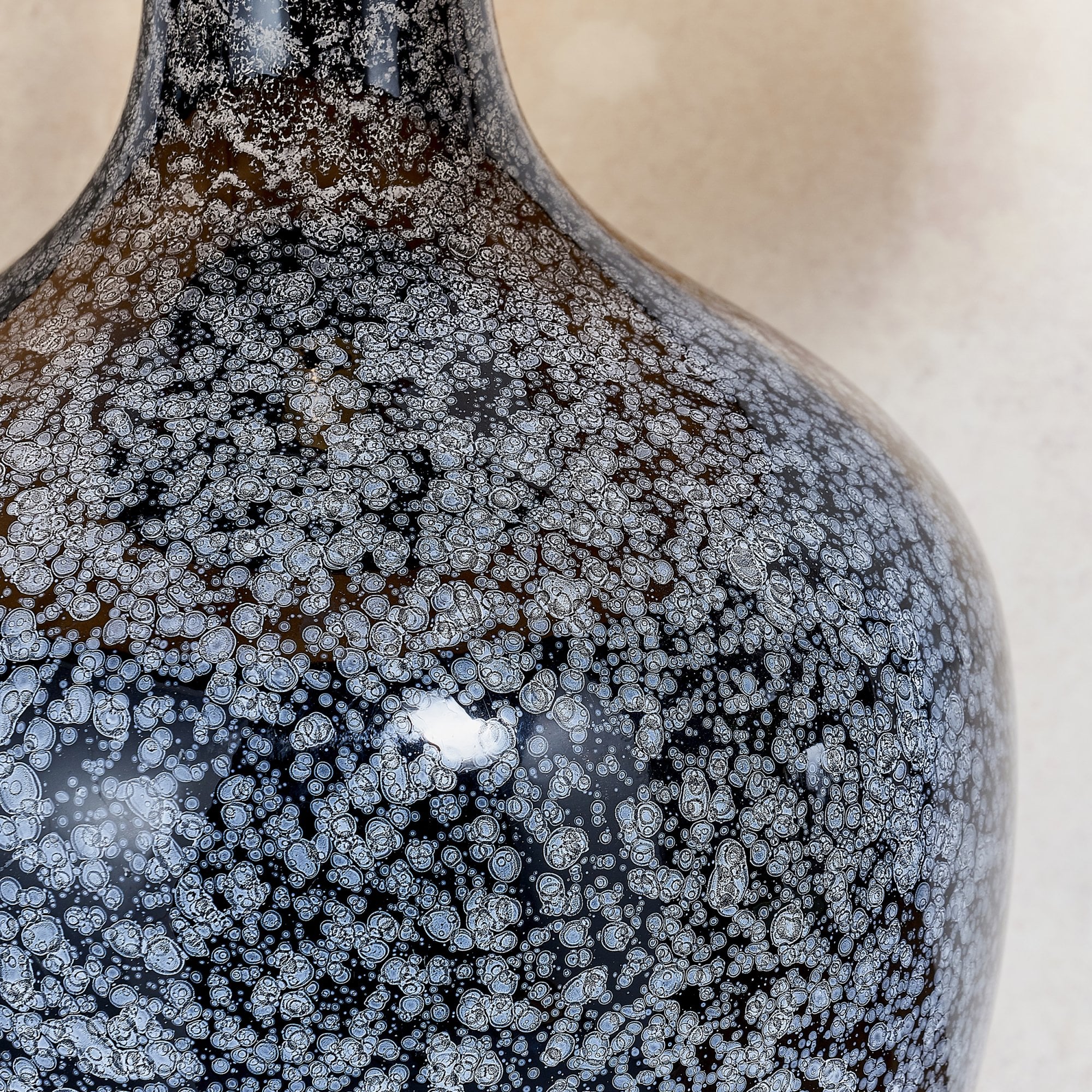 Endon Ilsa Single Light Table Lamp - Grey & Silver Black Painted Glass & Matt Nickel Plate