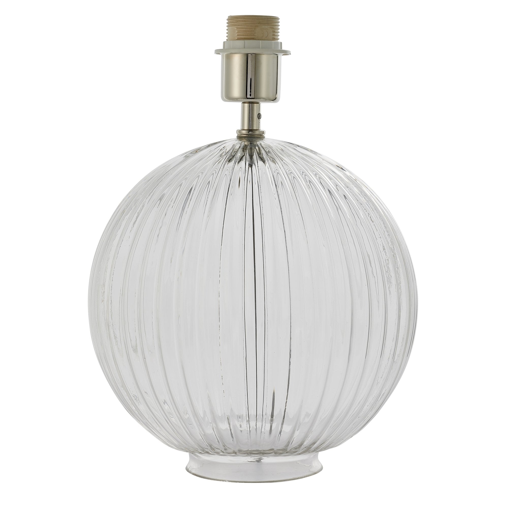 Endon Jemma Single Light Table Lamp Base - Clear Ribbed Glass & Satin Nickel Plate - Base Only