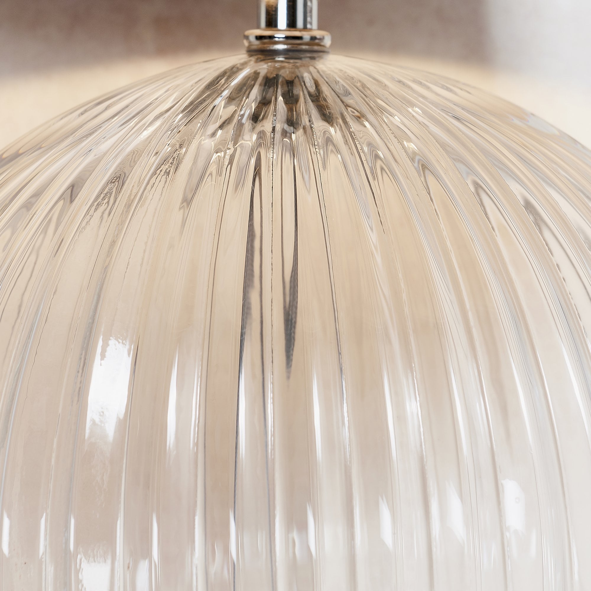 Endon Jemma Single Light Table Lamp Base - Clear Ribbed Glass & Satin Nickel Plate - Base Only