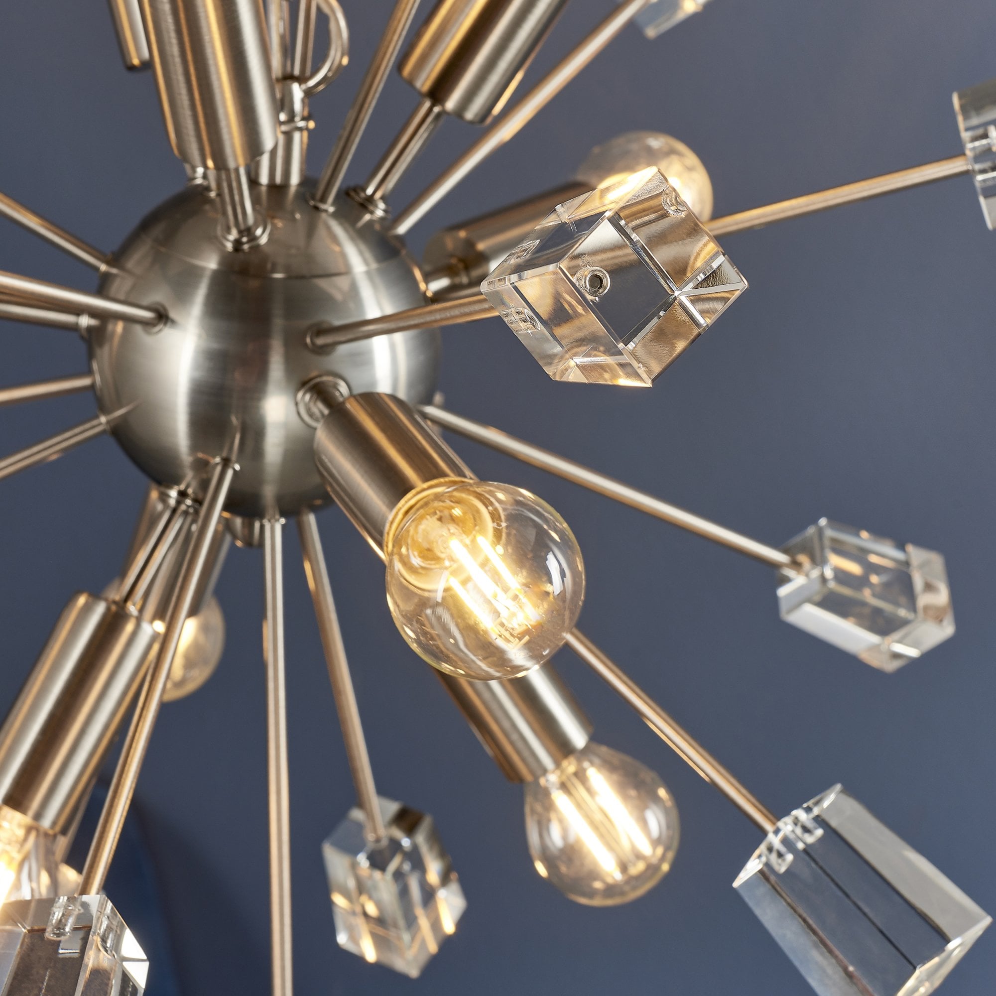 Endon Miro 9 Light Pendant - Satin Nickel Plate & Clear Crystal