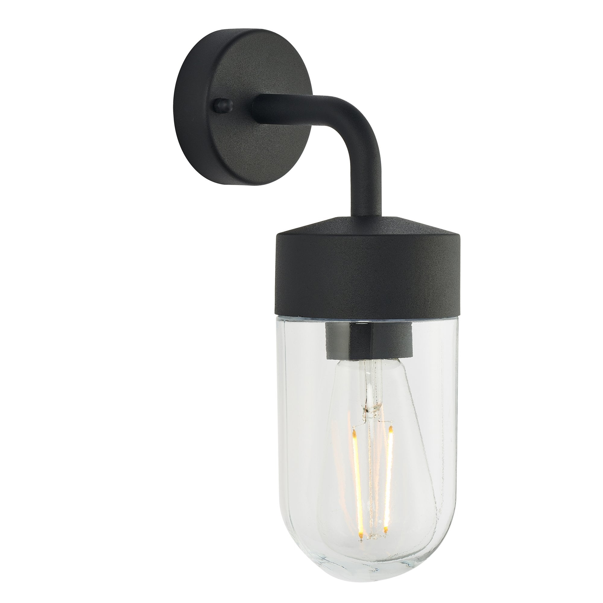 Endon North Single Light Wall Light - Textured Matt Black & Clear Glass