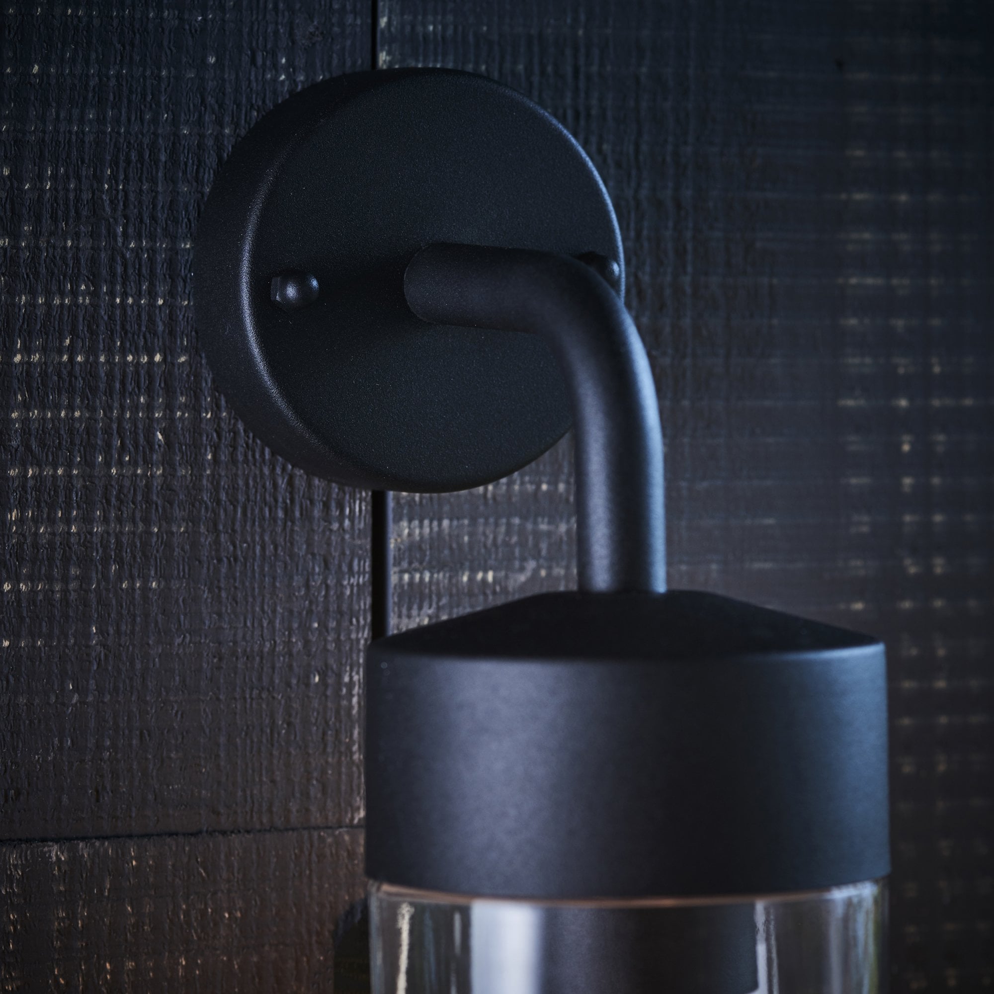 Endon North Single Light Wall Light - Textured Matt Black & Clear Glass