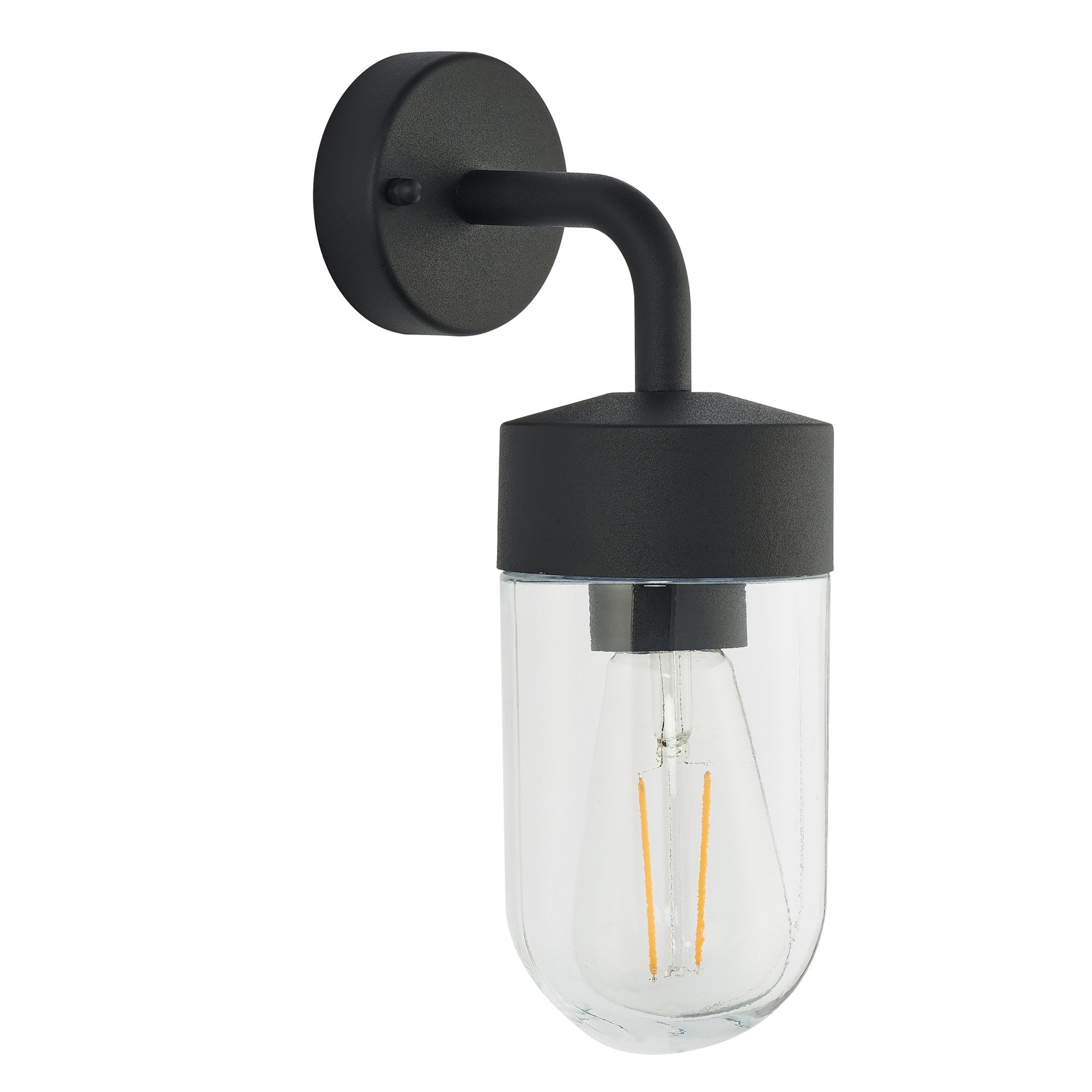 Endon North Single Light Wall Light - Textured Matt Black & Clear Glass