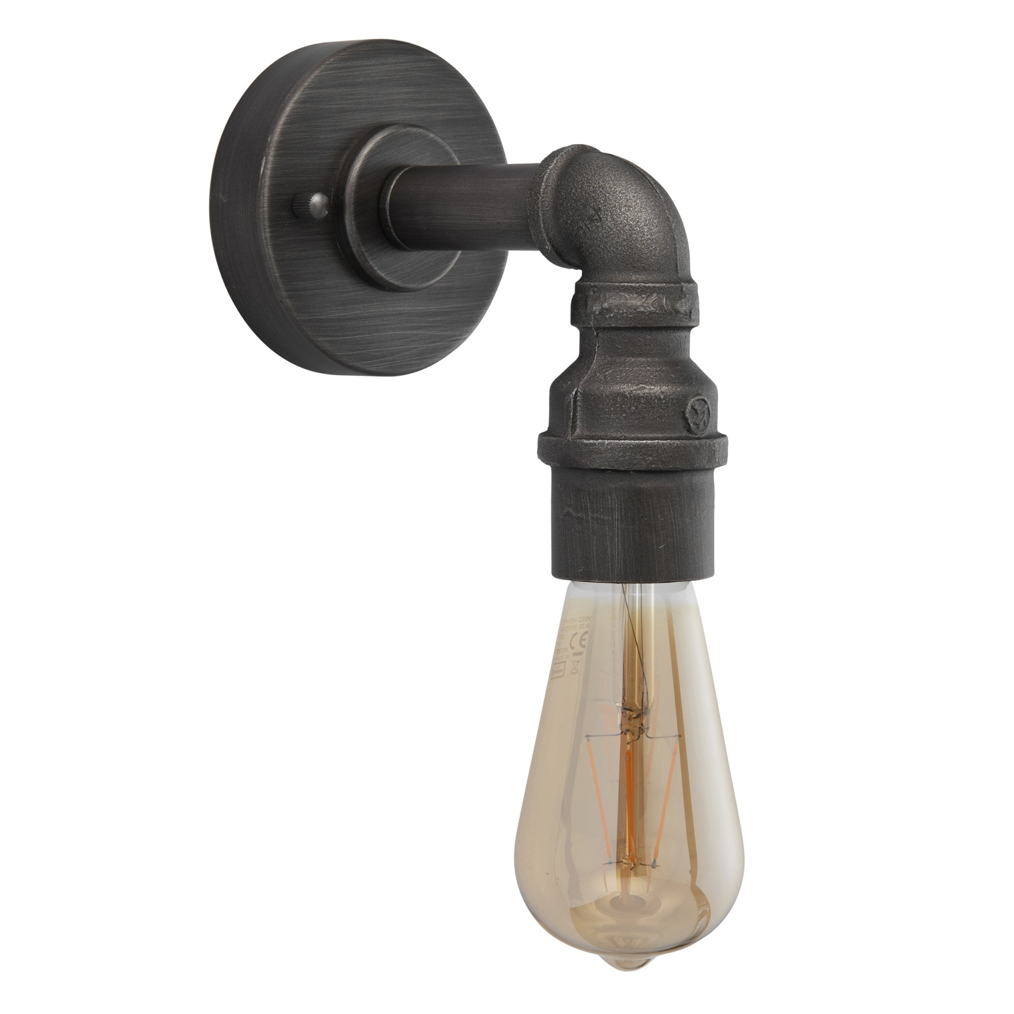 Endon Pipe Single Light Wall Light - Aged Pewter Paint