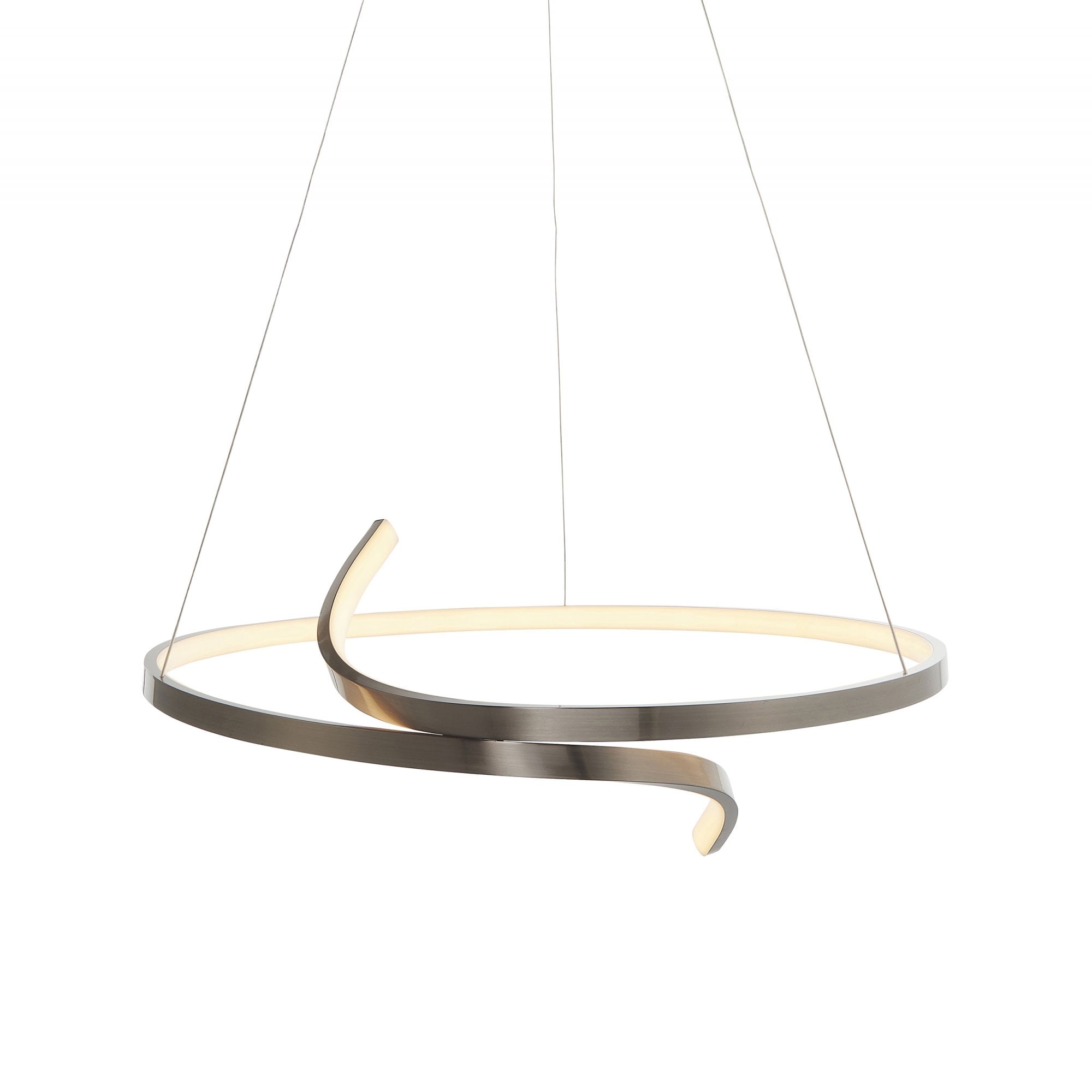 Endon Rafe Single Light Pendant - Satin Nickel Plate & White Silicone