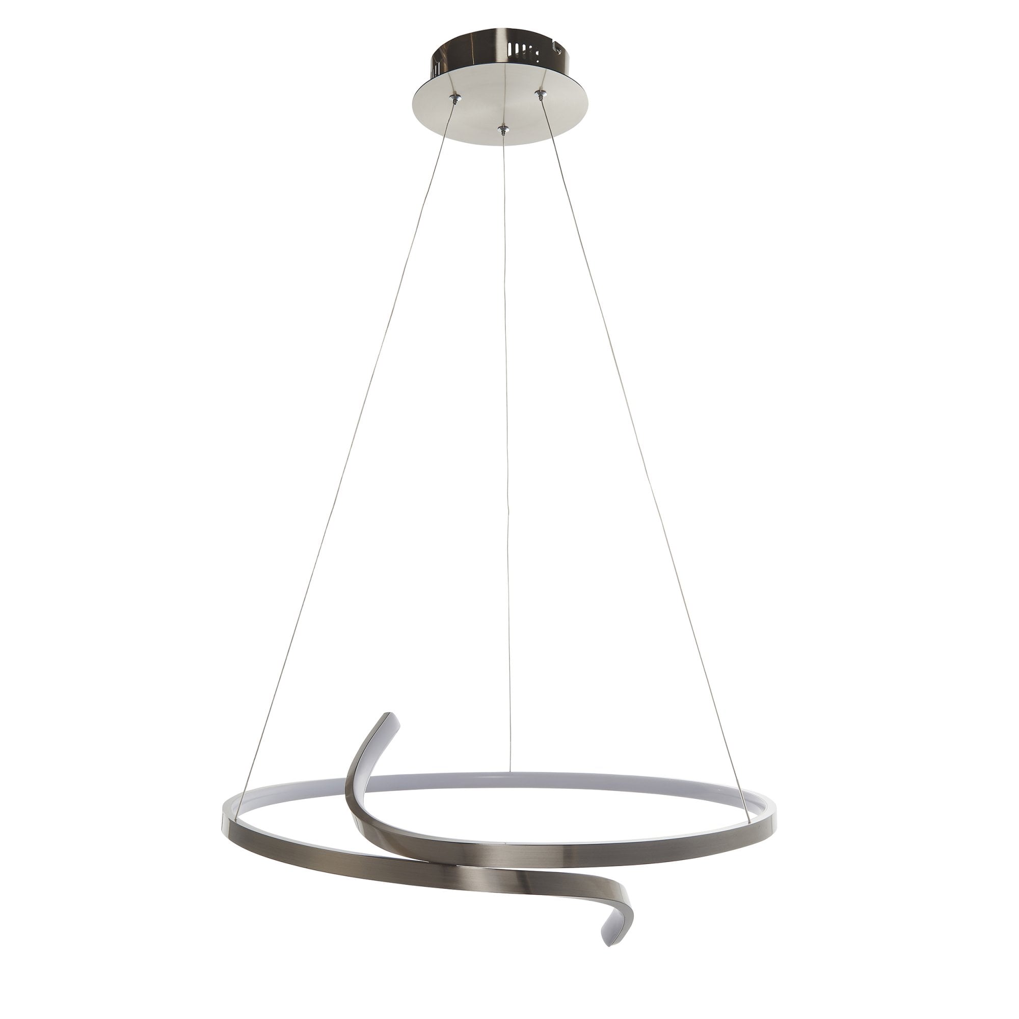Endon Rafe Single Light Pendant - Satin Nickel Plate & White Silicone