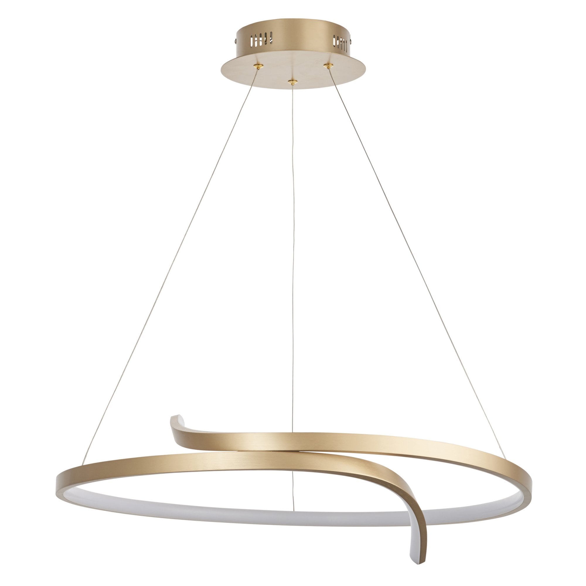 Endon Rafe Single Light Pendant - Brushed Gold Plated Finish & White Silicone