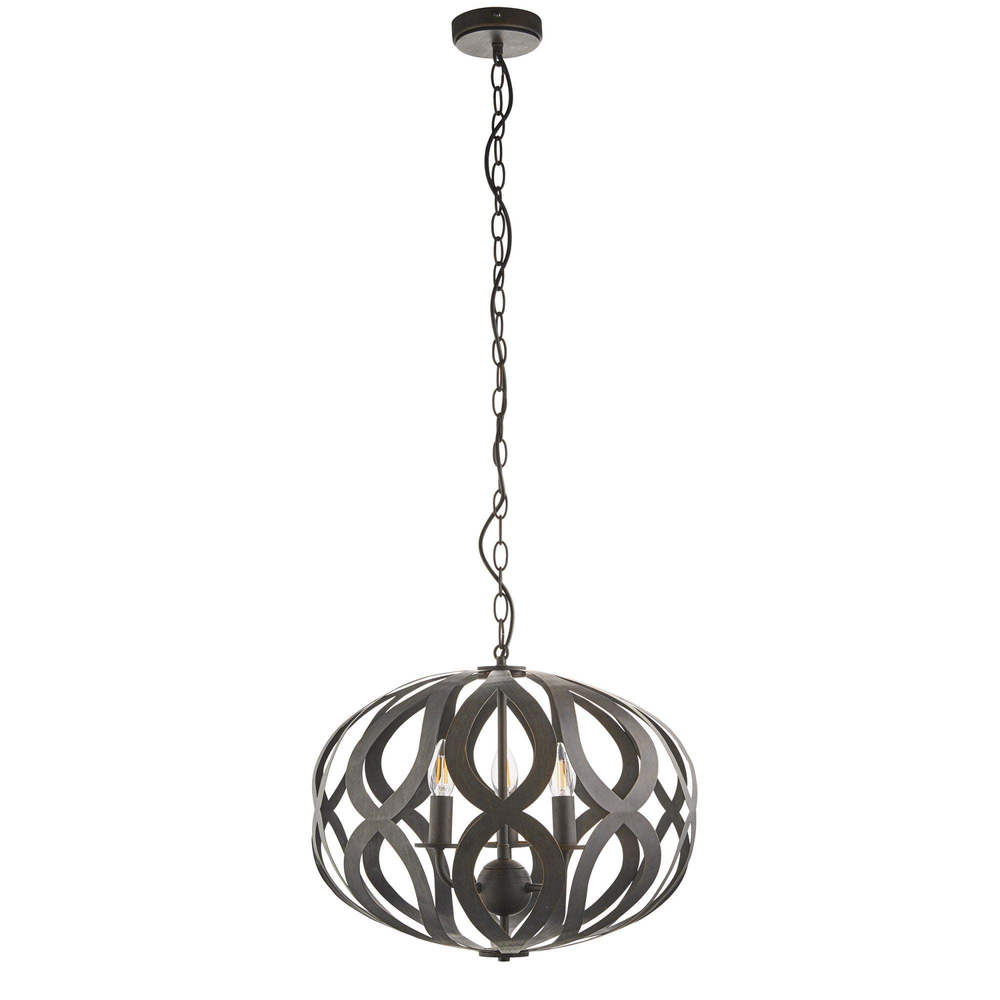 Endon Sirolo 3 Light Pendant - Antique Brushed Bronze Paint