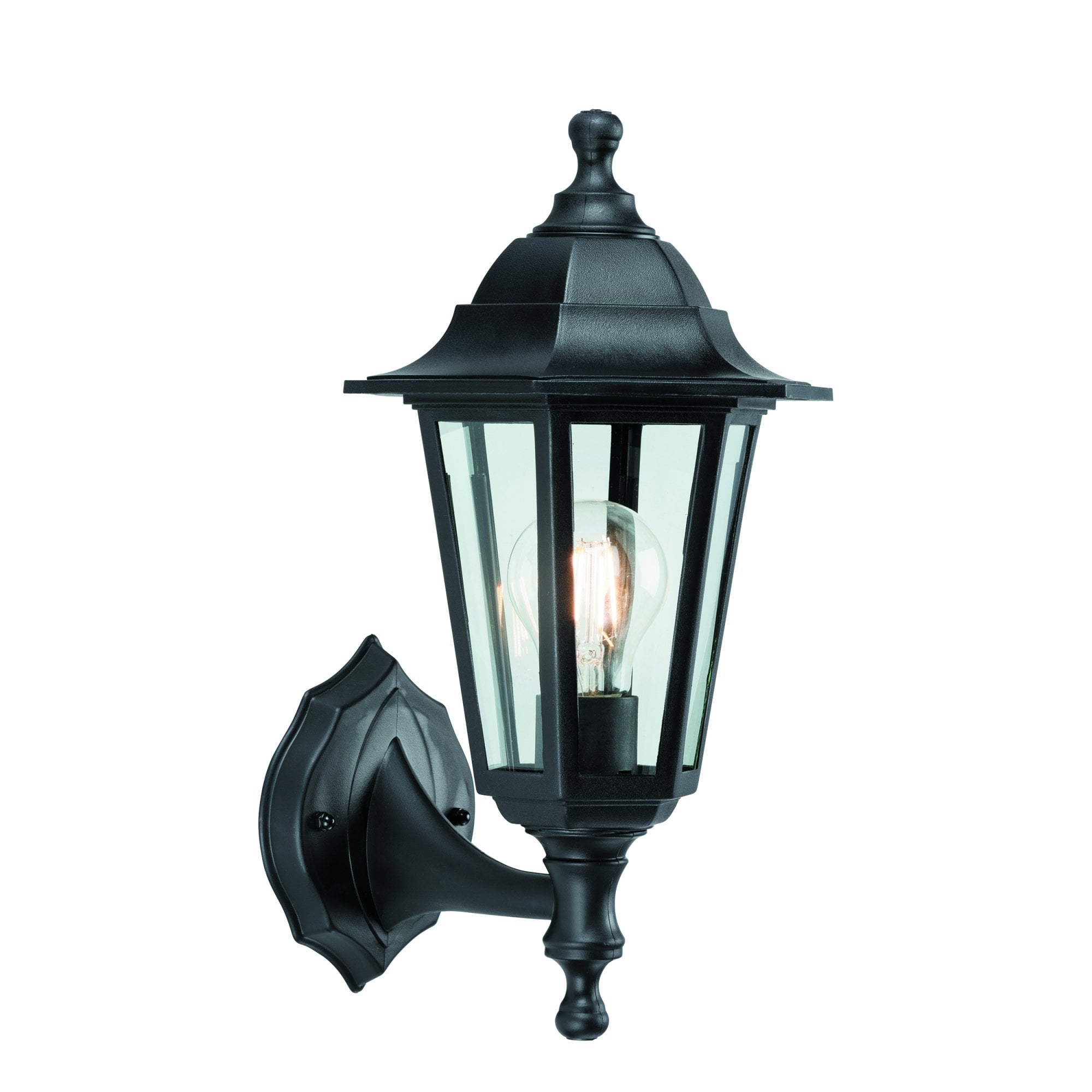 Endon Bayswater Single Light Wall Light - Black Polypropylene & Clear Glass