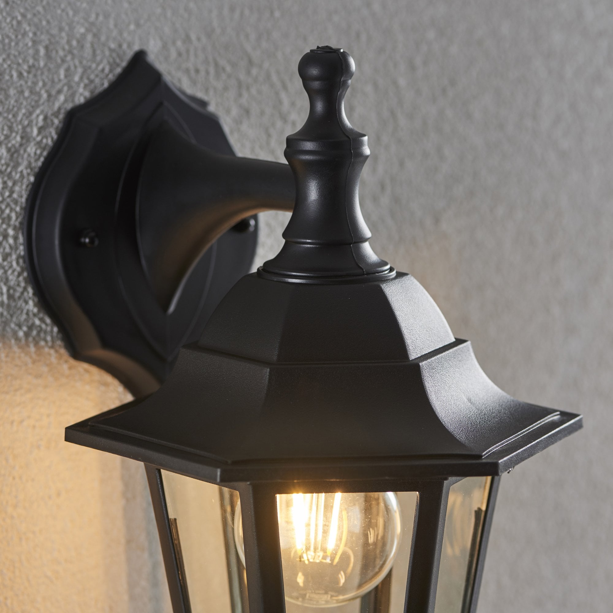 Endon Bayswater Single Light Wall Light - Black Polypropylene & Clear Glass
