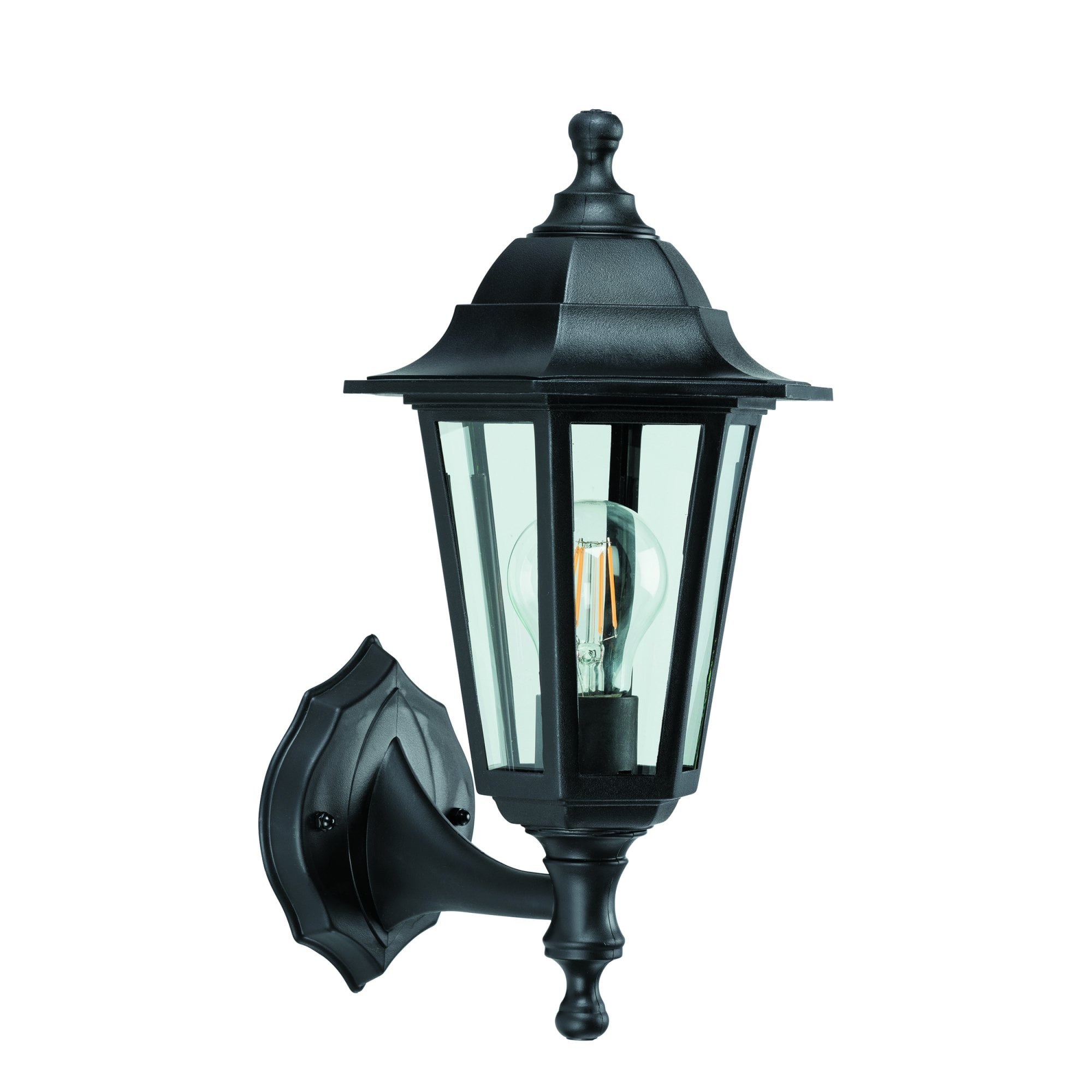 Endon Bayswater Single Light Wall Light - Black Polypropylene & Clear Glass